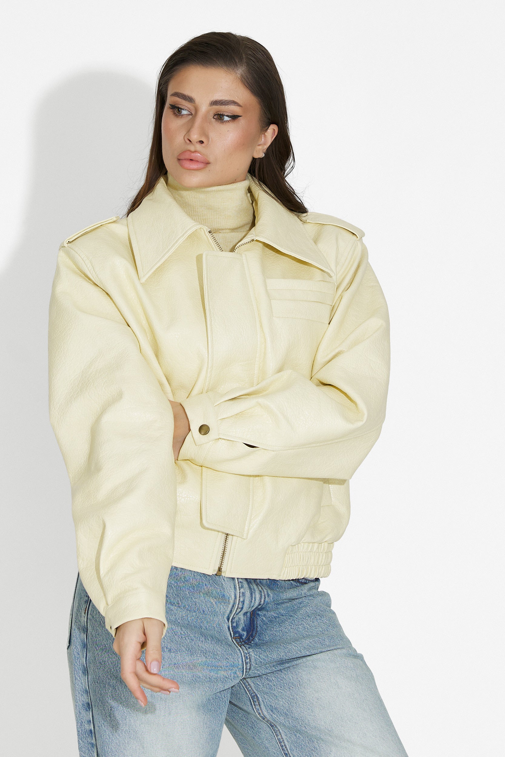 Geaca dama casual galbena Lionia Bogas