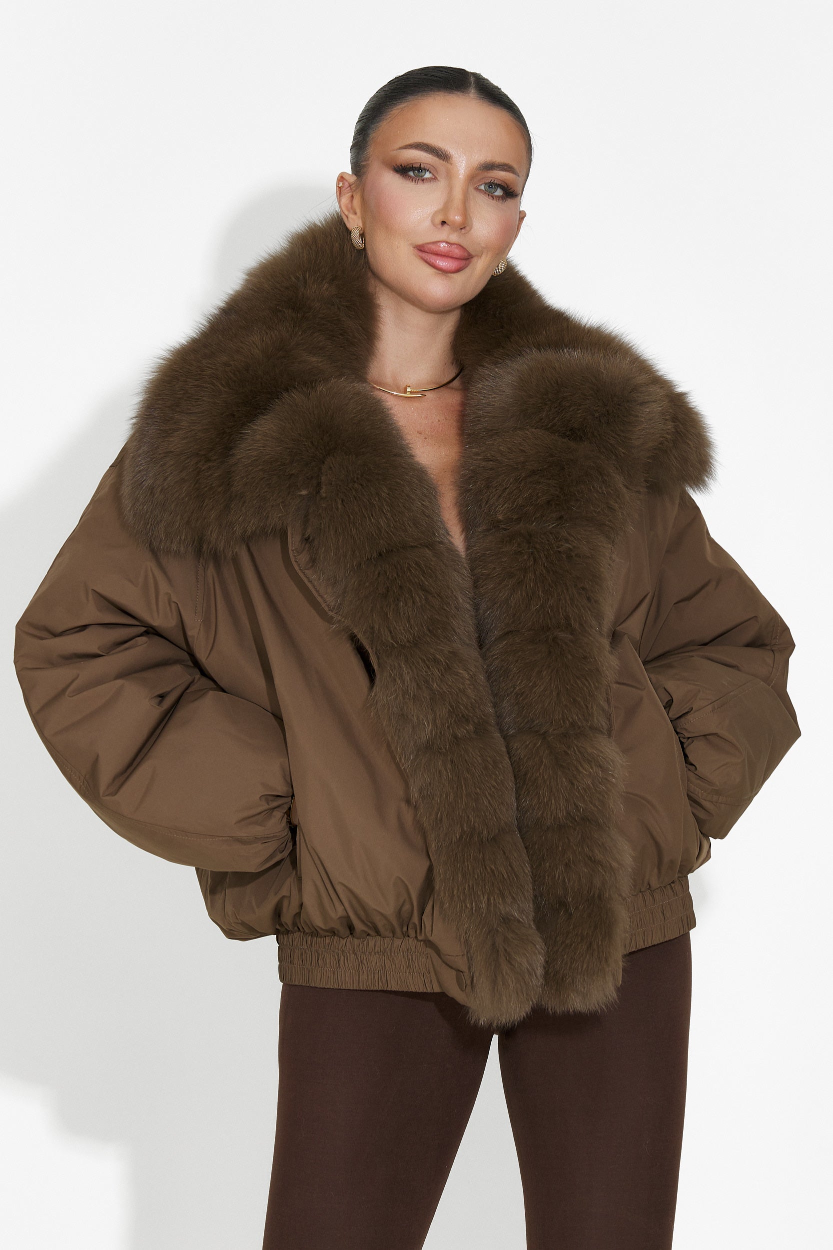 Geaca dama casual maro Arvion Bogas