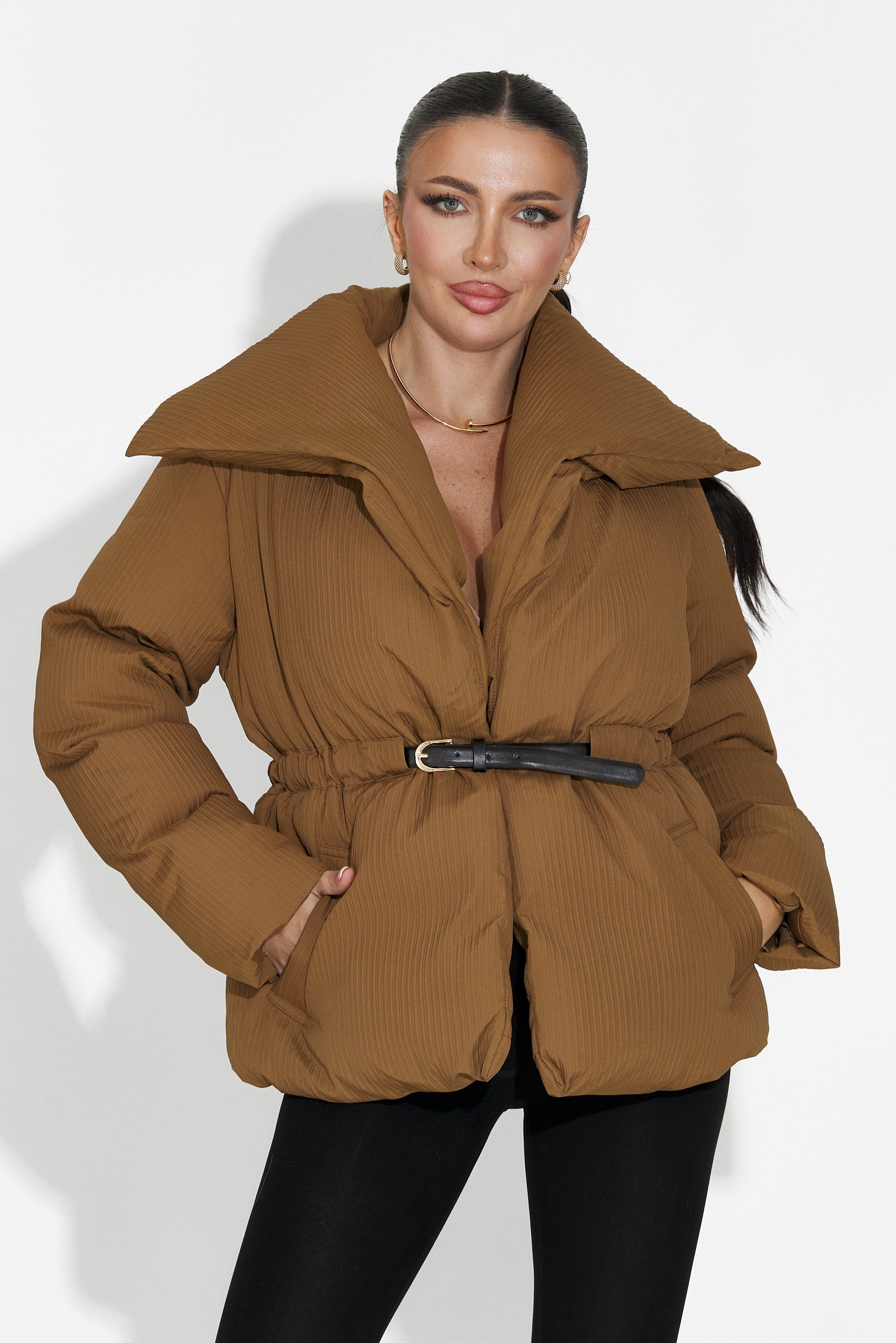 Geaca dama casual maro Eonica Bogas