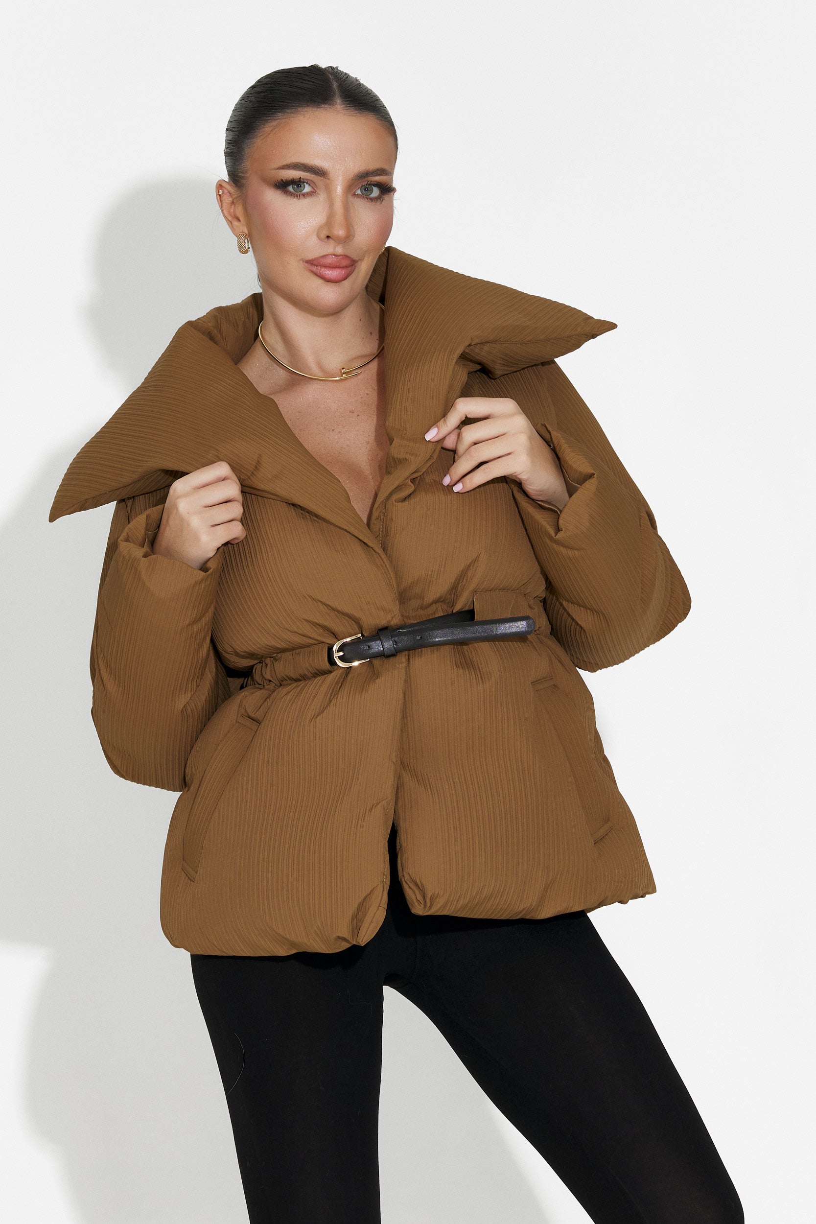 Geaca dama casual maro Eonica Bogas