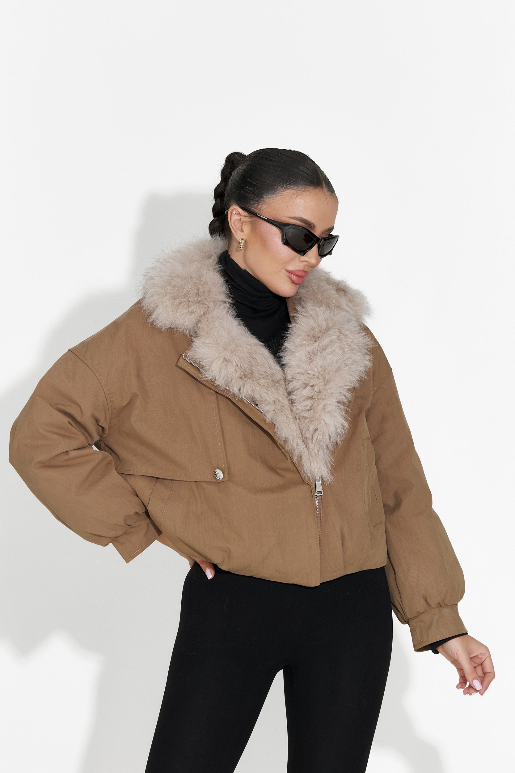 Geaca dama casual maro Eriora Bogas