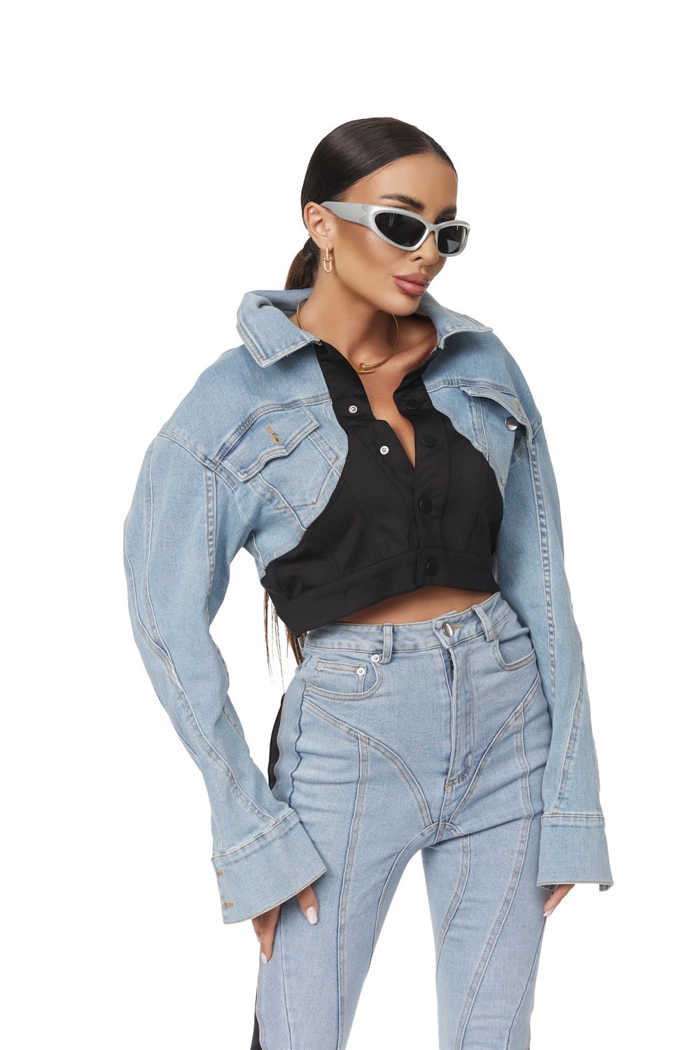 Yezia Bogas blue short jacket for women