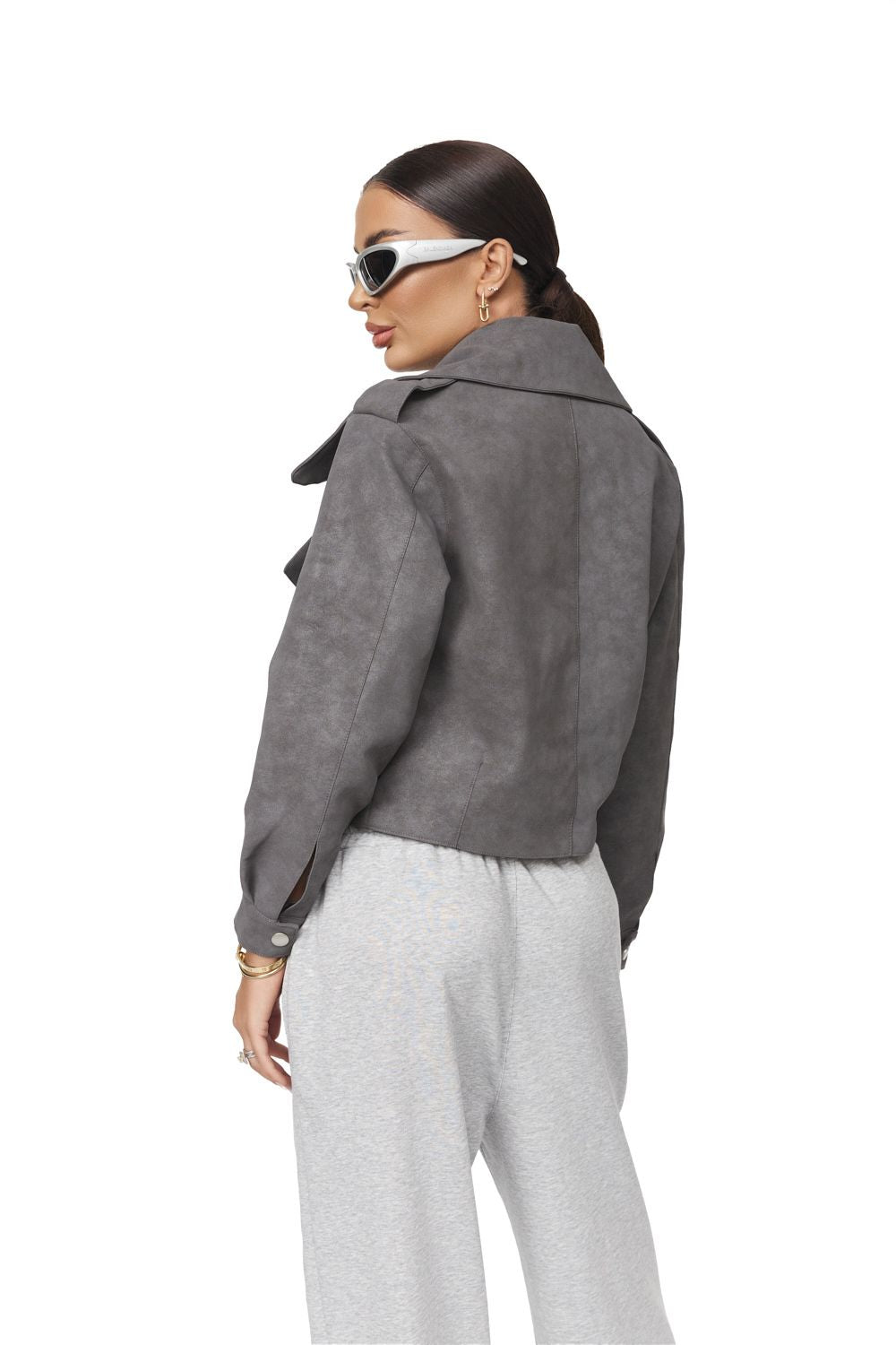 Geaca dama scurta gri Vintage Bogas