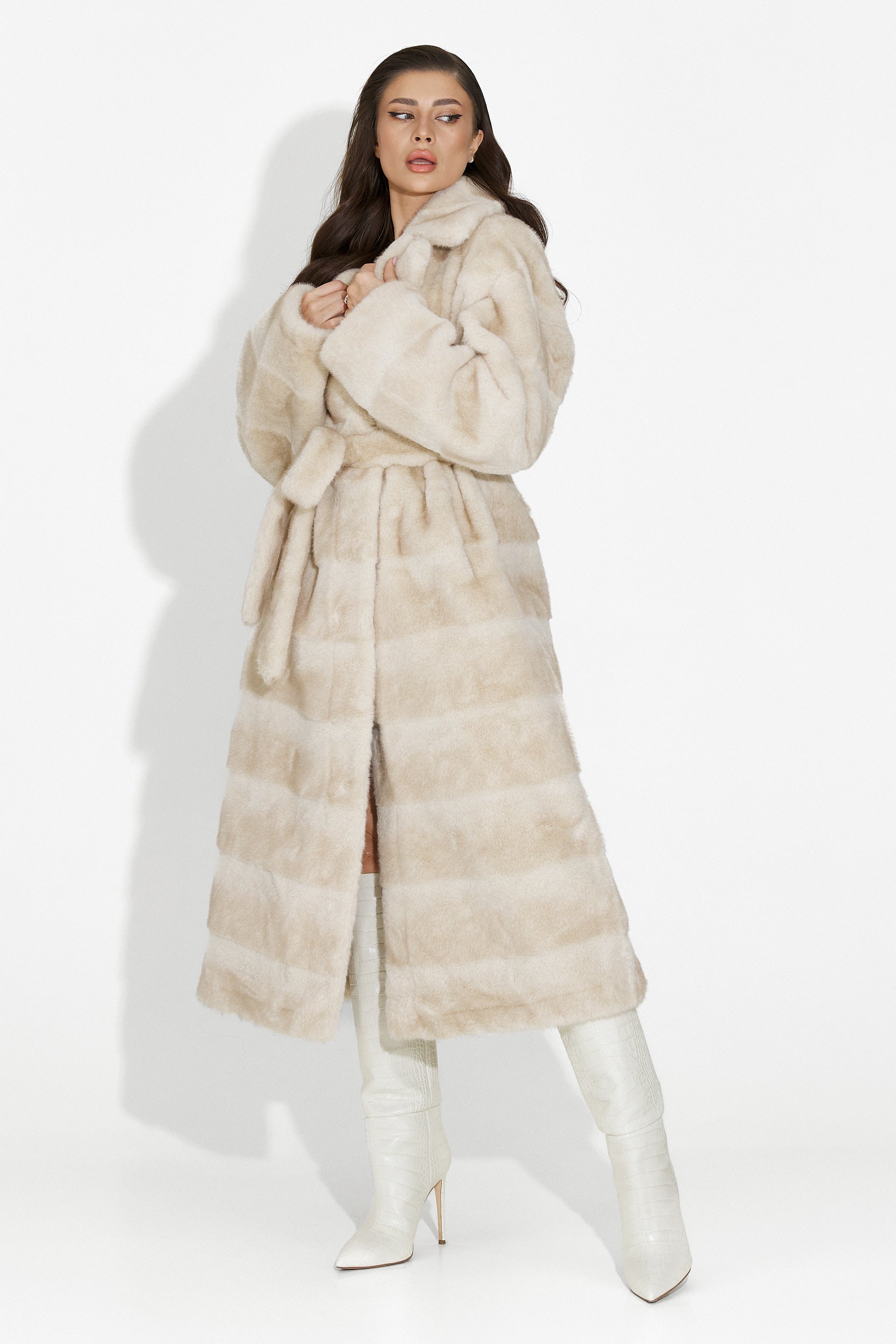 Beige Fenoria Bogas Fur Coat