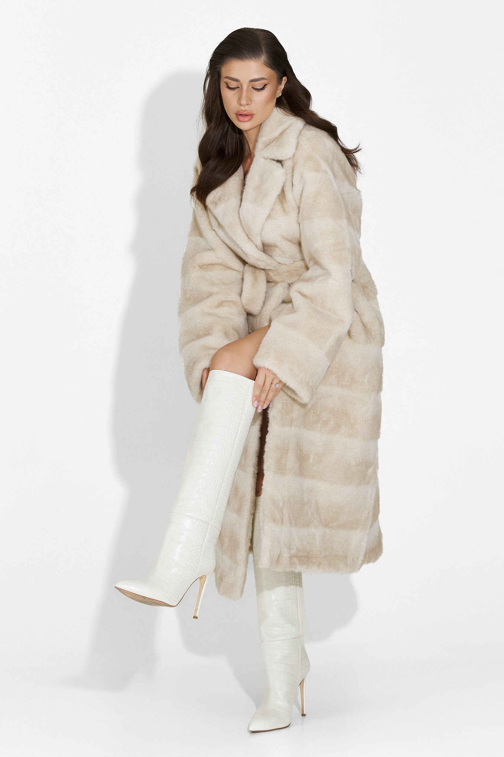 Beige Fenoria Bogas Fur Coat