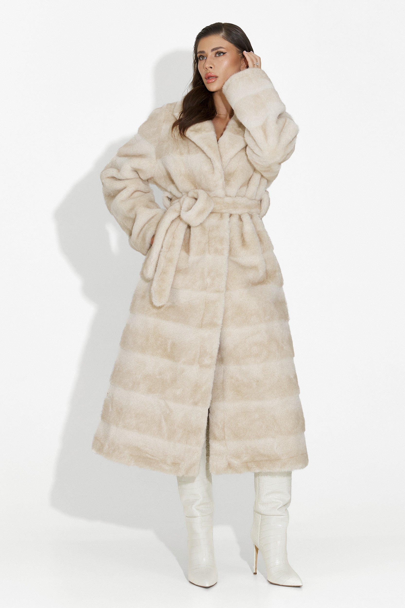 Beige Fenoria Bogas Fur Coat