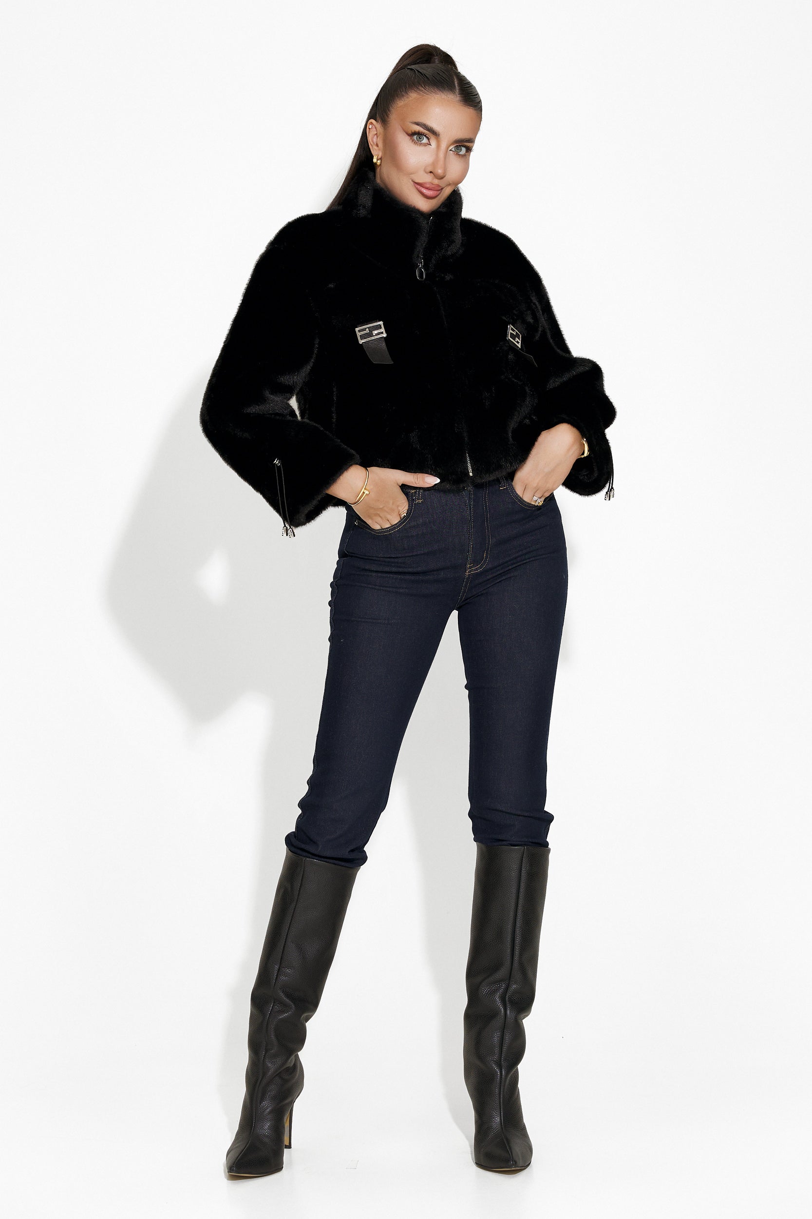 Darlene Bogas black fur coat