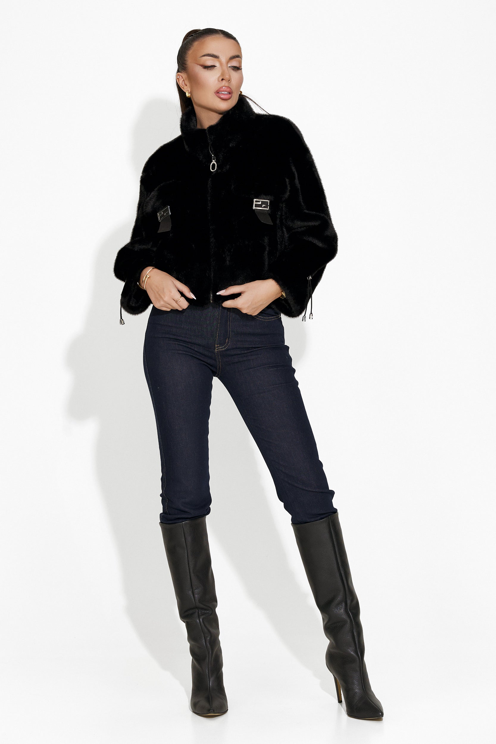 Darlene Bogas black fur coat