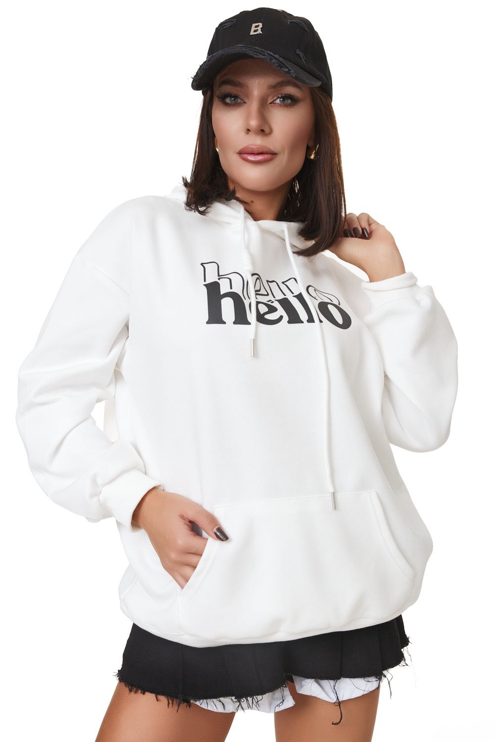 Hanorac dama casual alb Minodorias Bogas