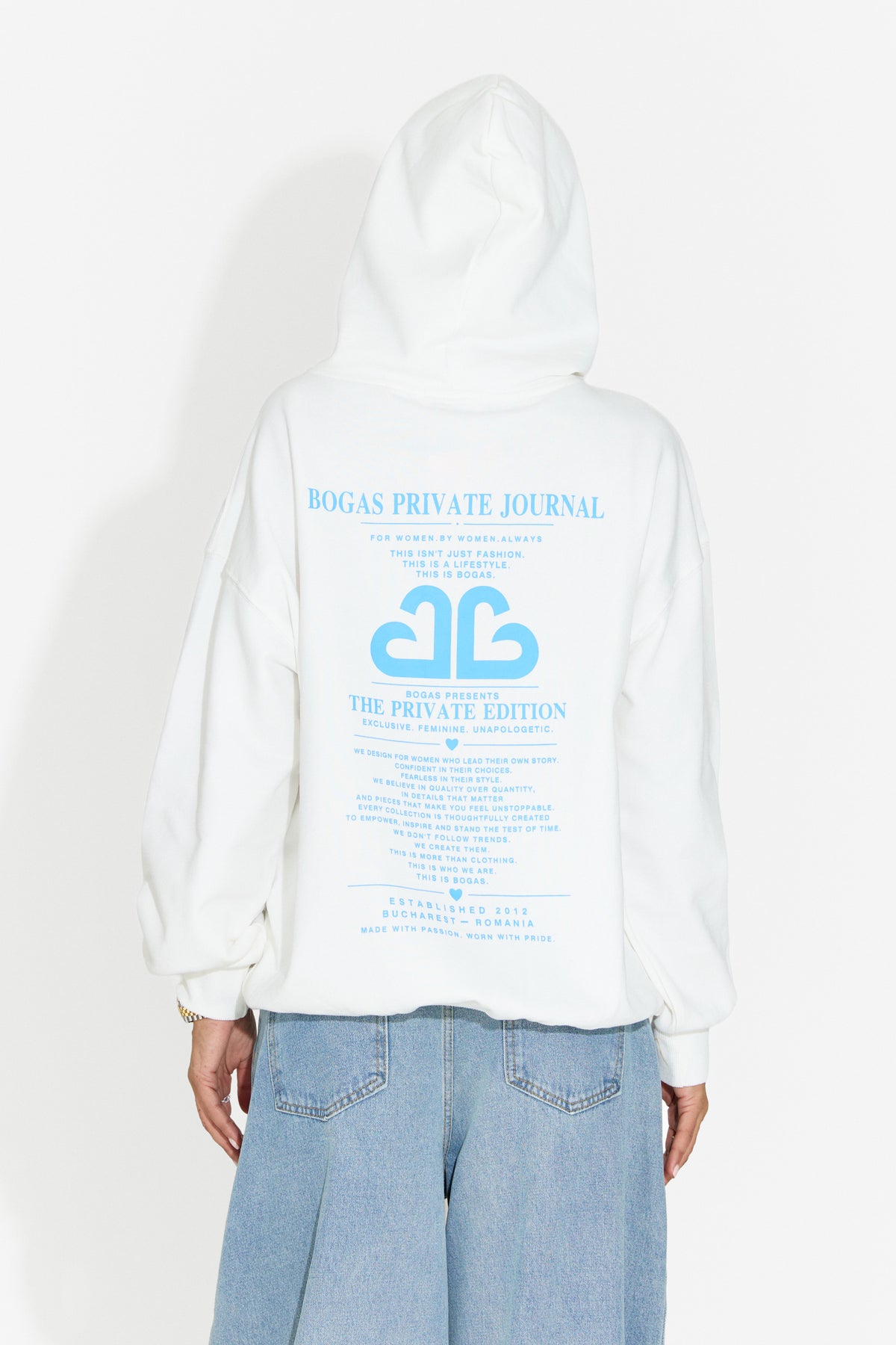 Hanorac dama casual alb Rates Bogas, imaginea 1 din 8
