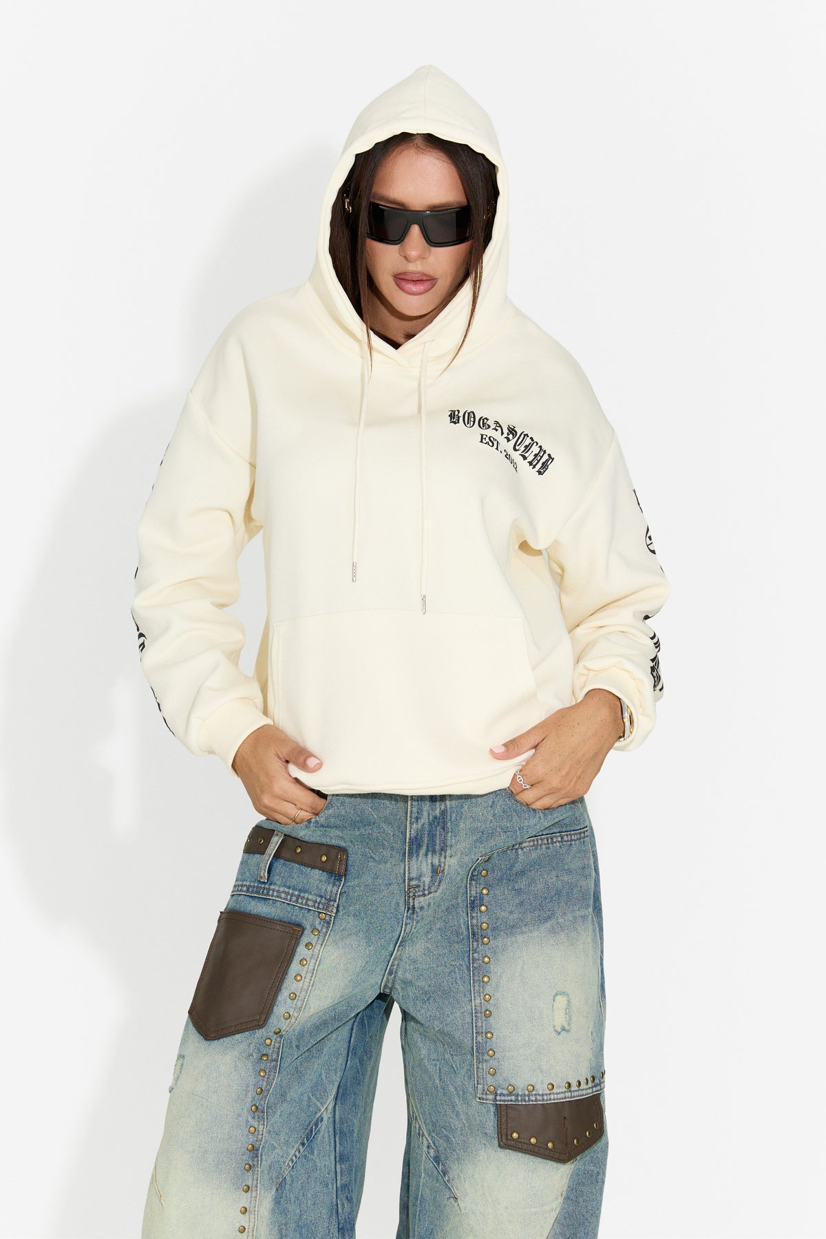 Hanorac dama casual crem Perdela Bogas