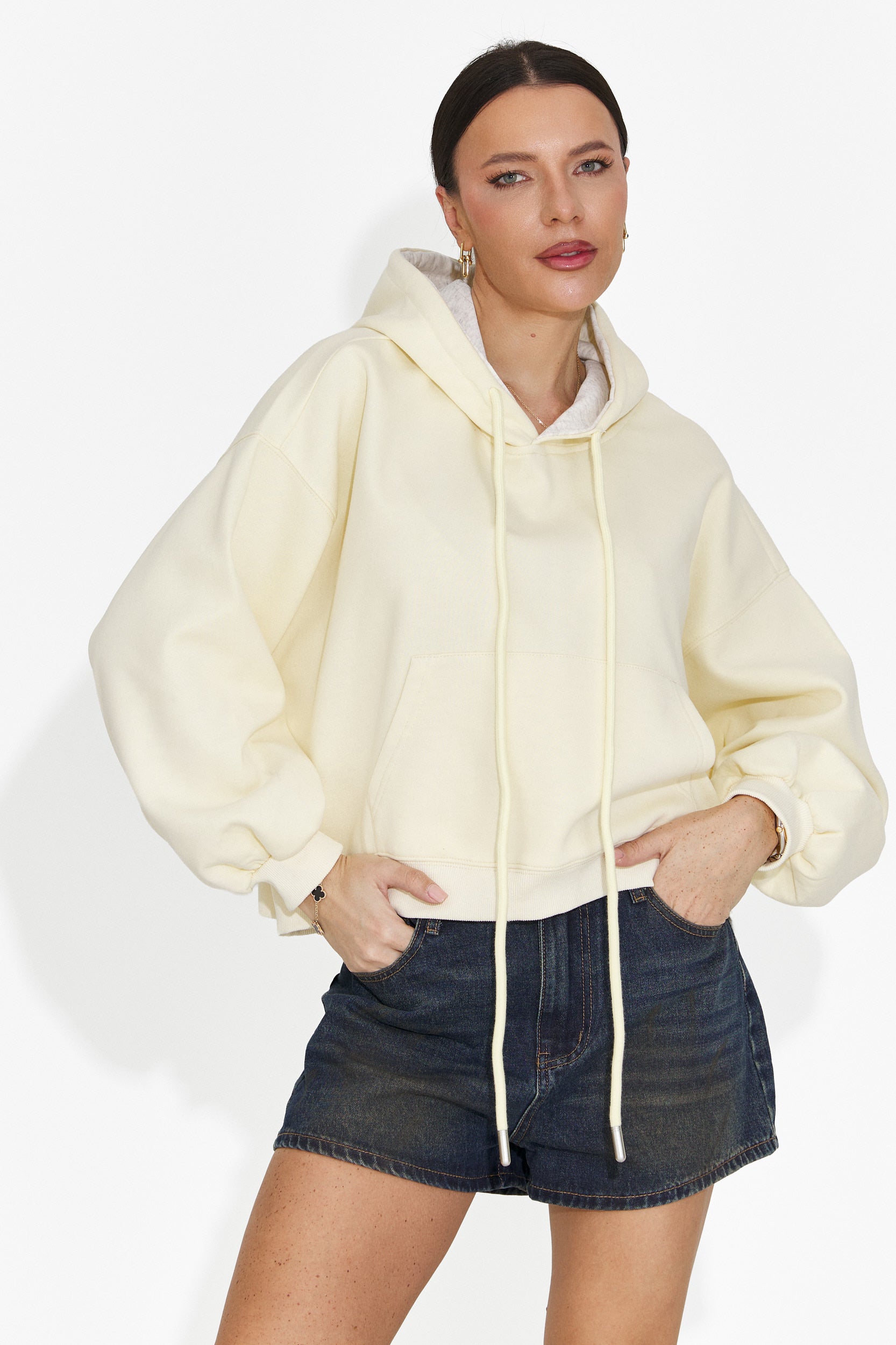 Hanorac dama casual galben Loravia Bogas