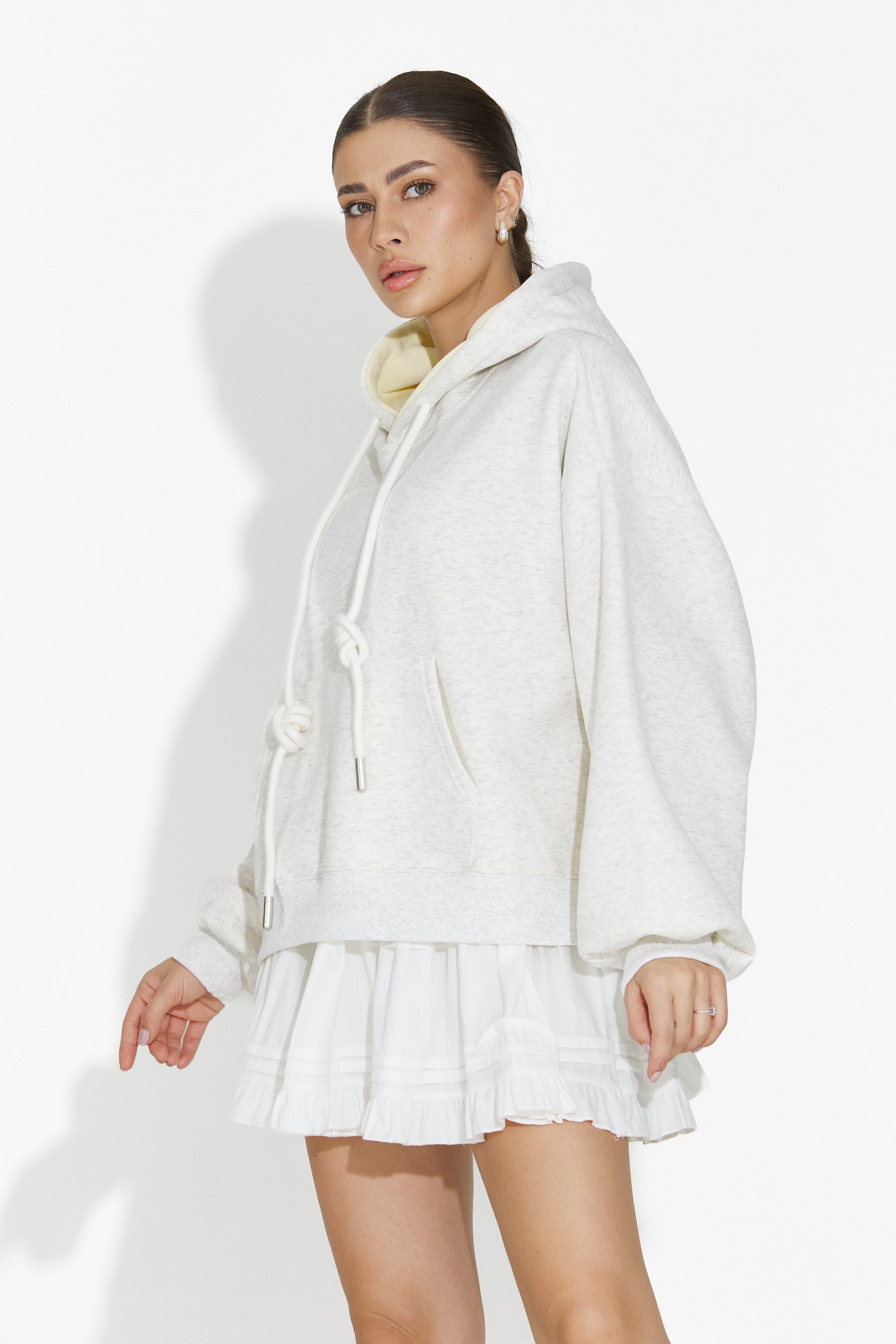 Loravia Bogas Light Grey Casual Women's Hoodie