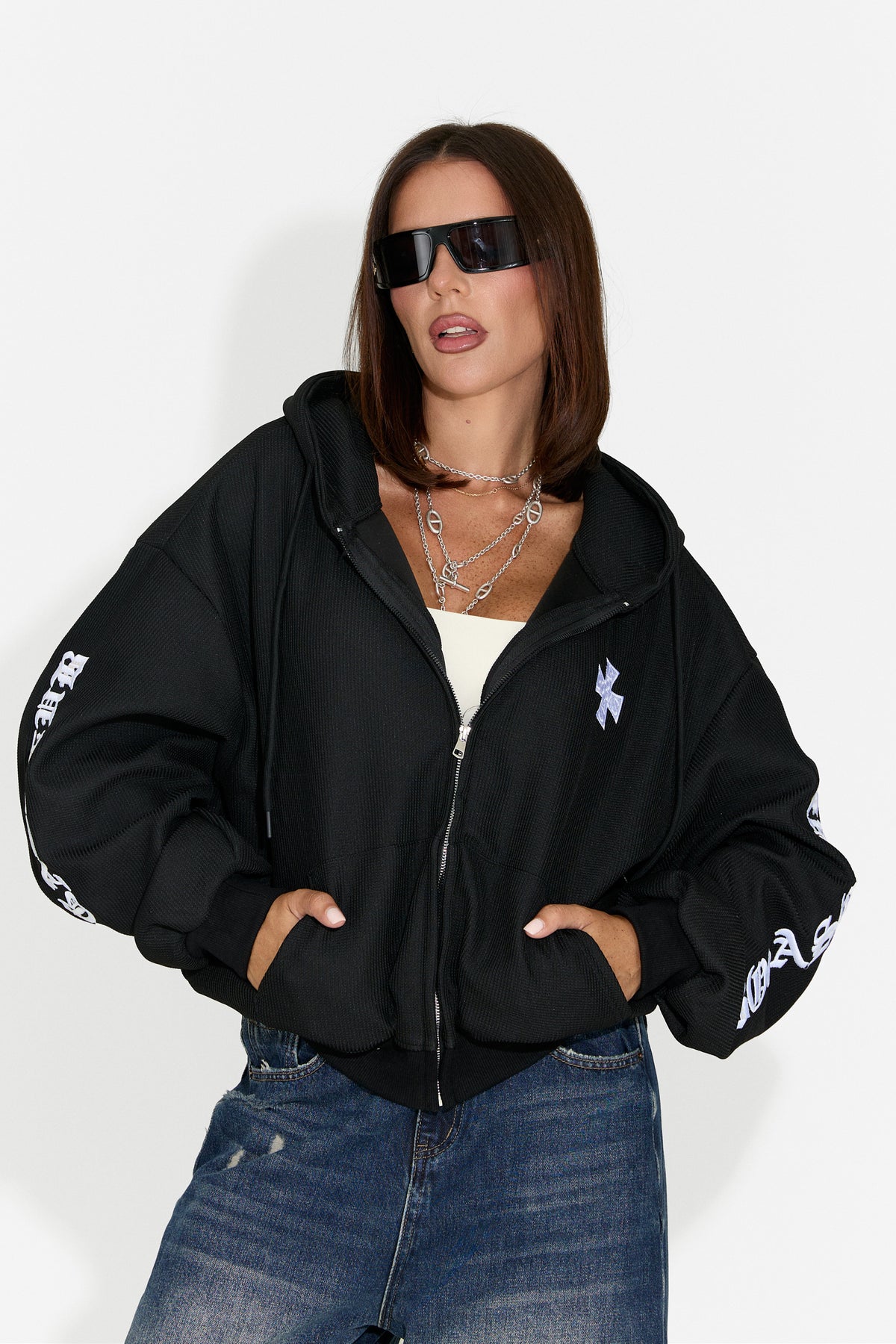 Hanorac dama casual negru Drapyna Bogas