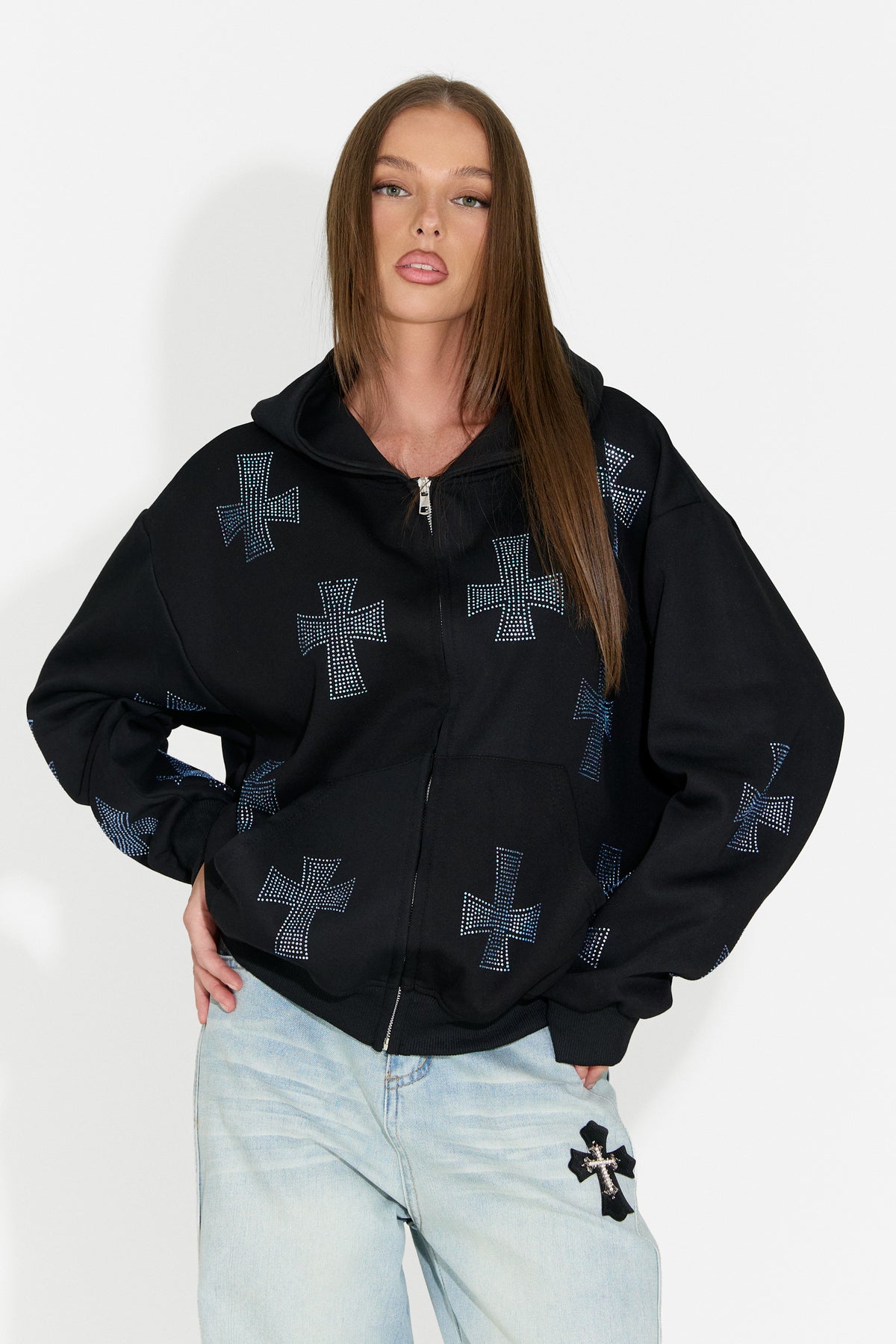 Hanorac dama casual negru Hancy Bogas