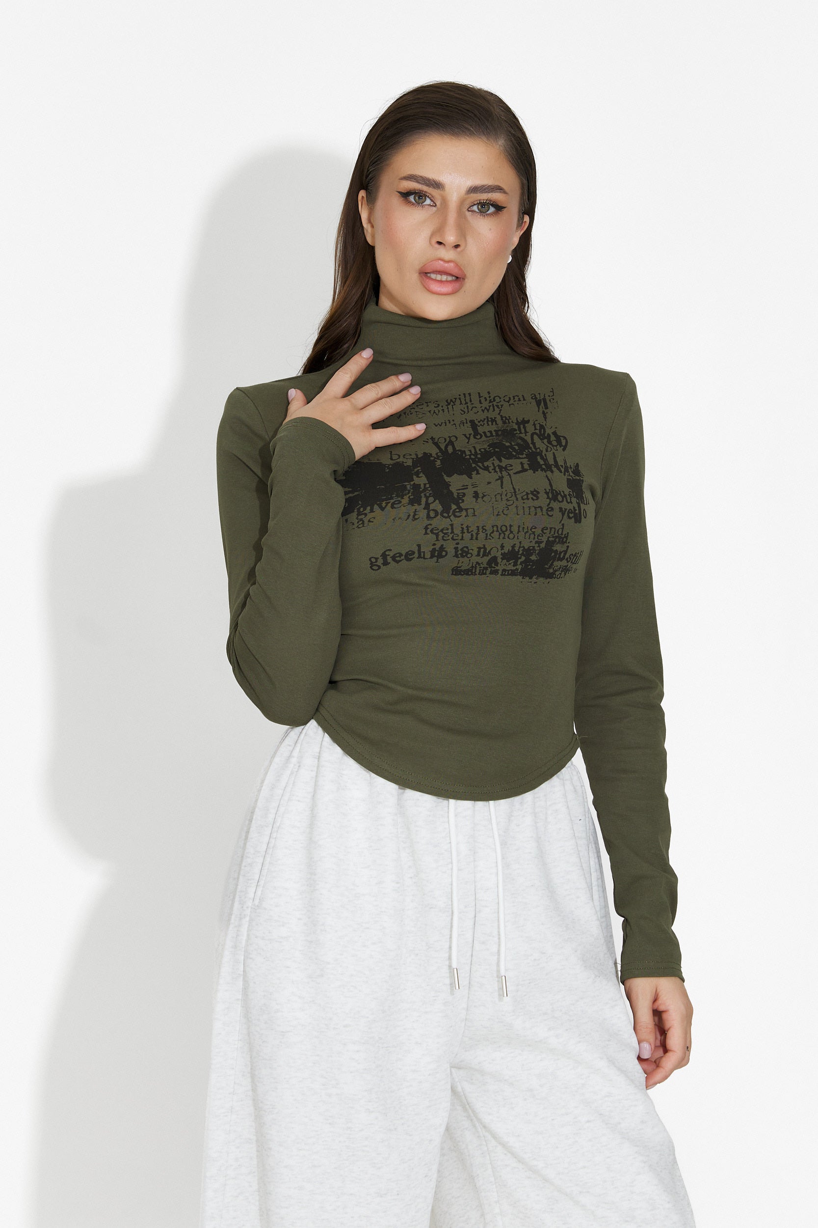 Fenalya Bogas Casual Khaki Ladies Sweater