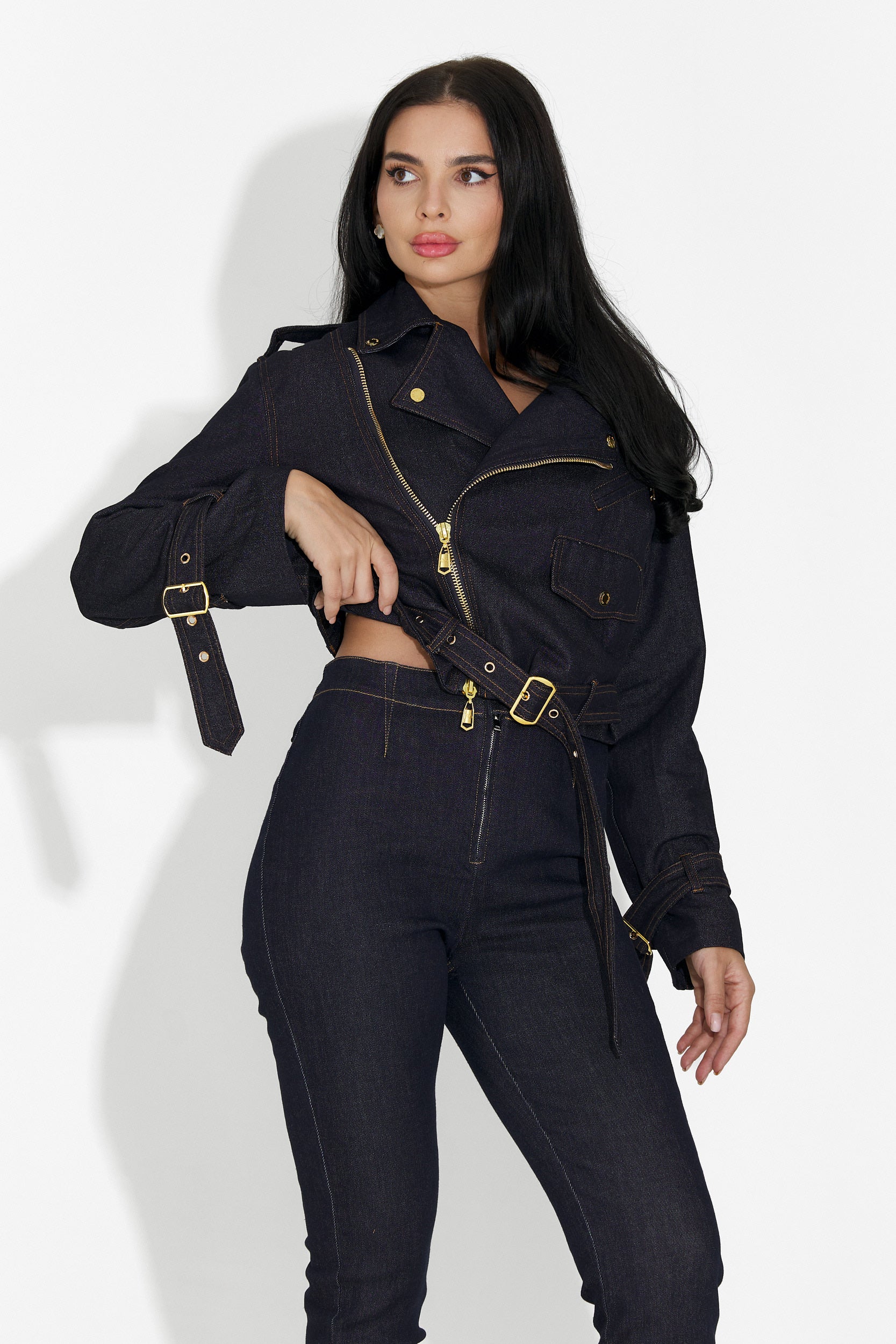 Renatia Bogas Navy Blue Casual Women's Denim Jacket