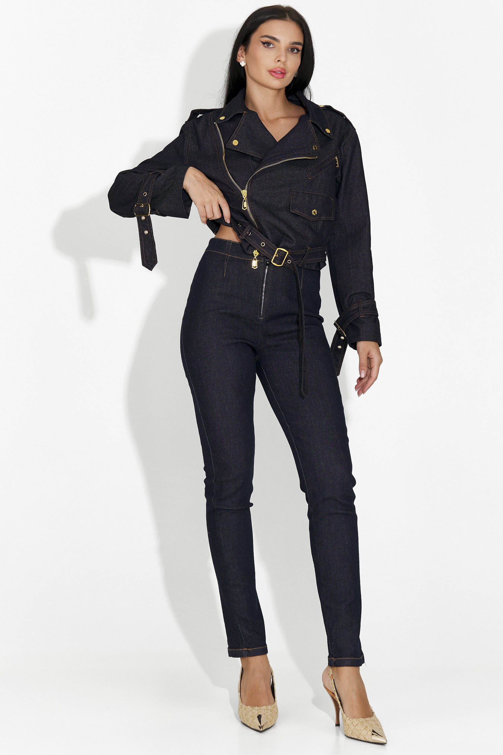 Renatia Bogas Navy Blue Casual Women's Denim Jacket