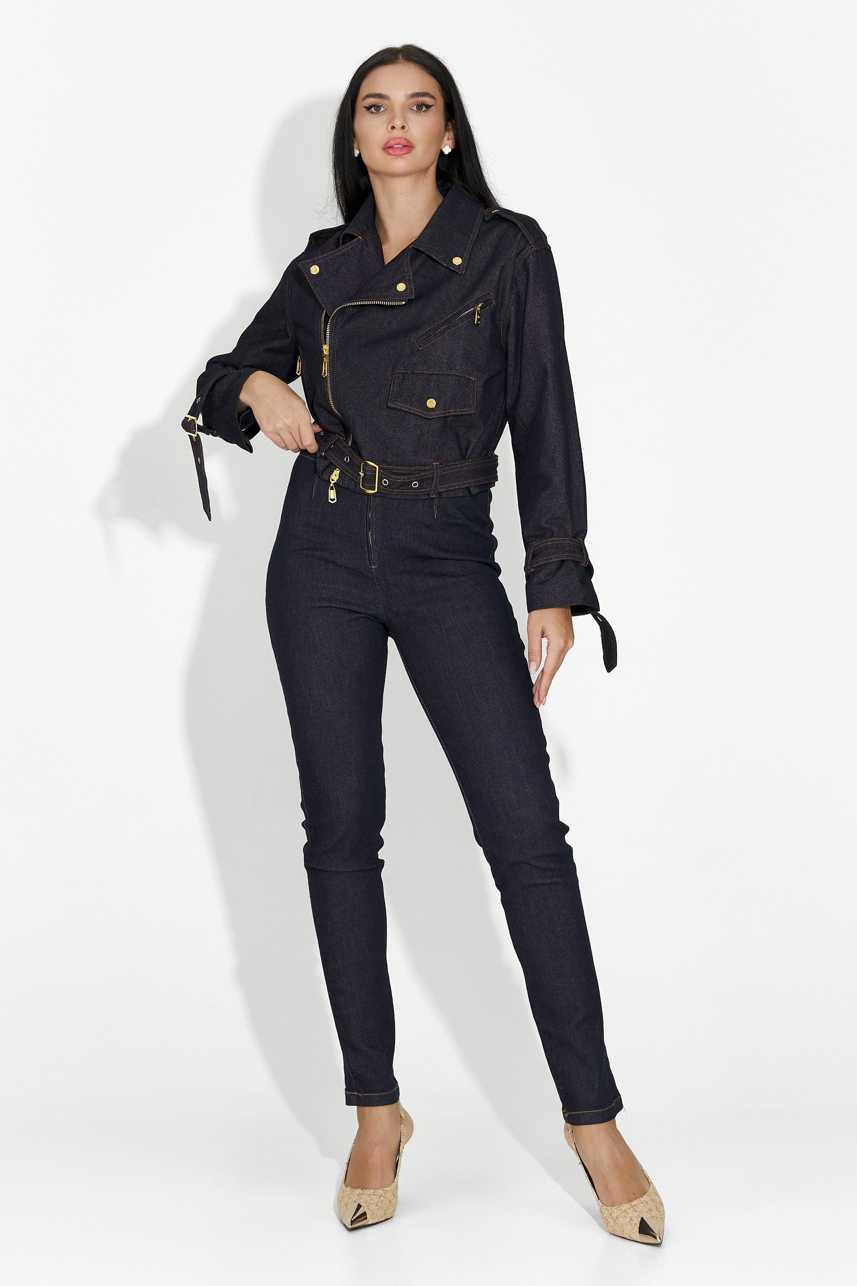 Renatia Bogas Navy Blue Casual Women's Denim Jacket