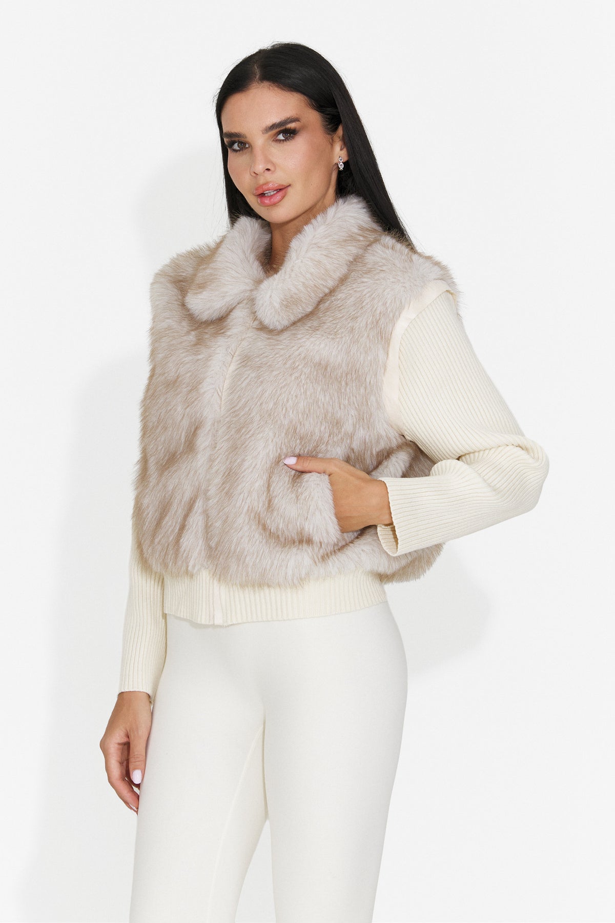 Jacheta casual crem Birleuna Bogas