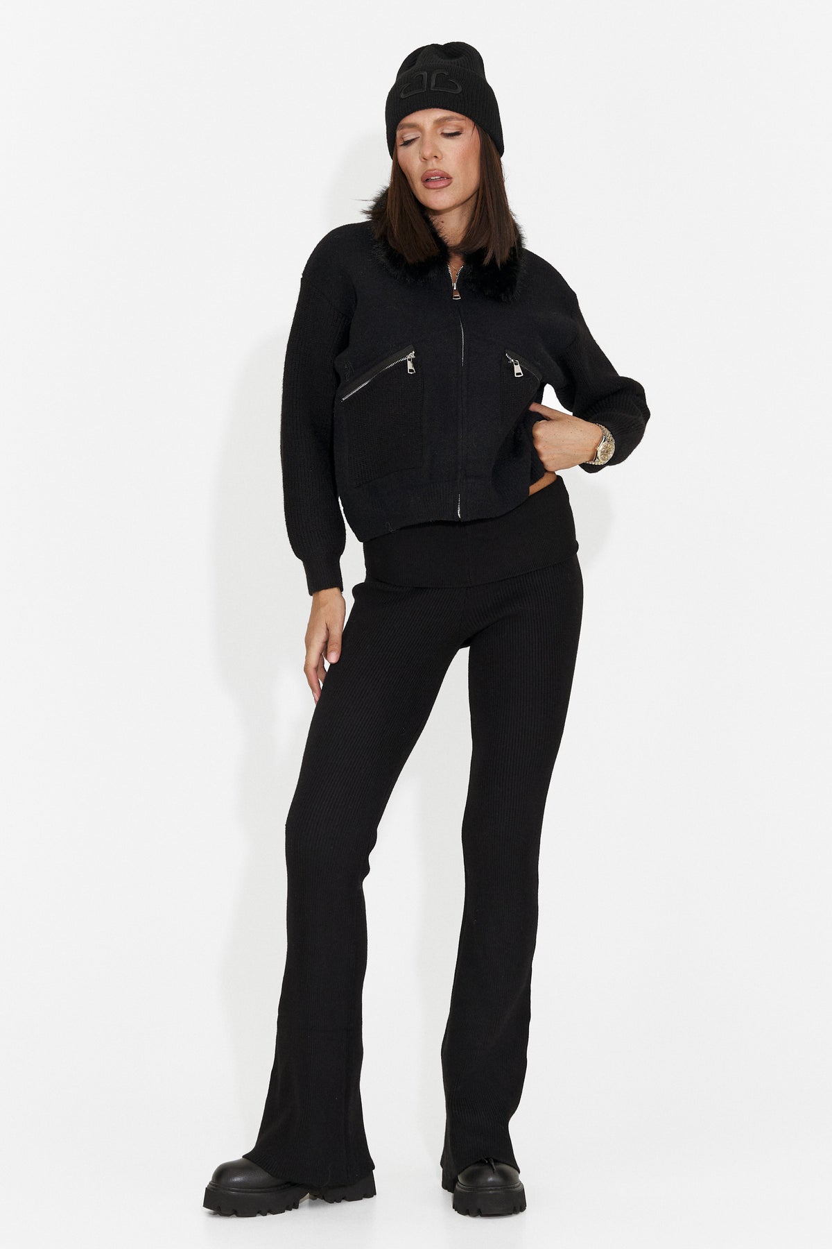 Jacheta casual neagra Luzlea Bogas