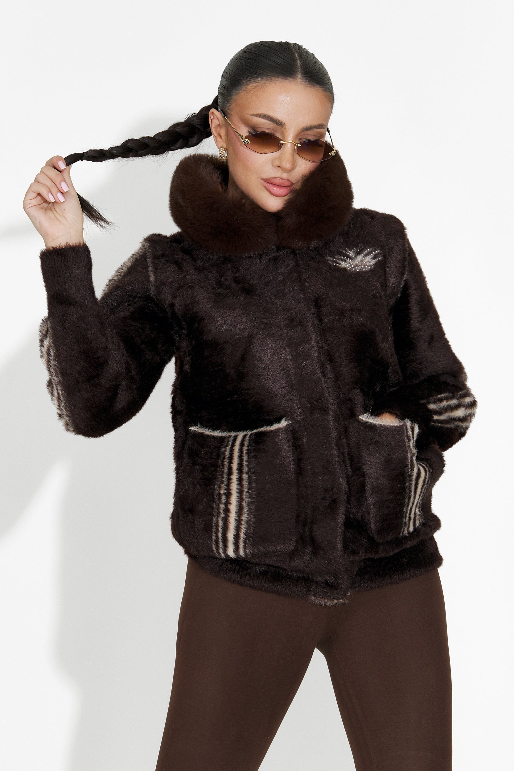 Jacheta dama casual 2 fete maro bej Valoria Bogas