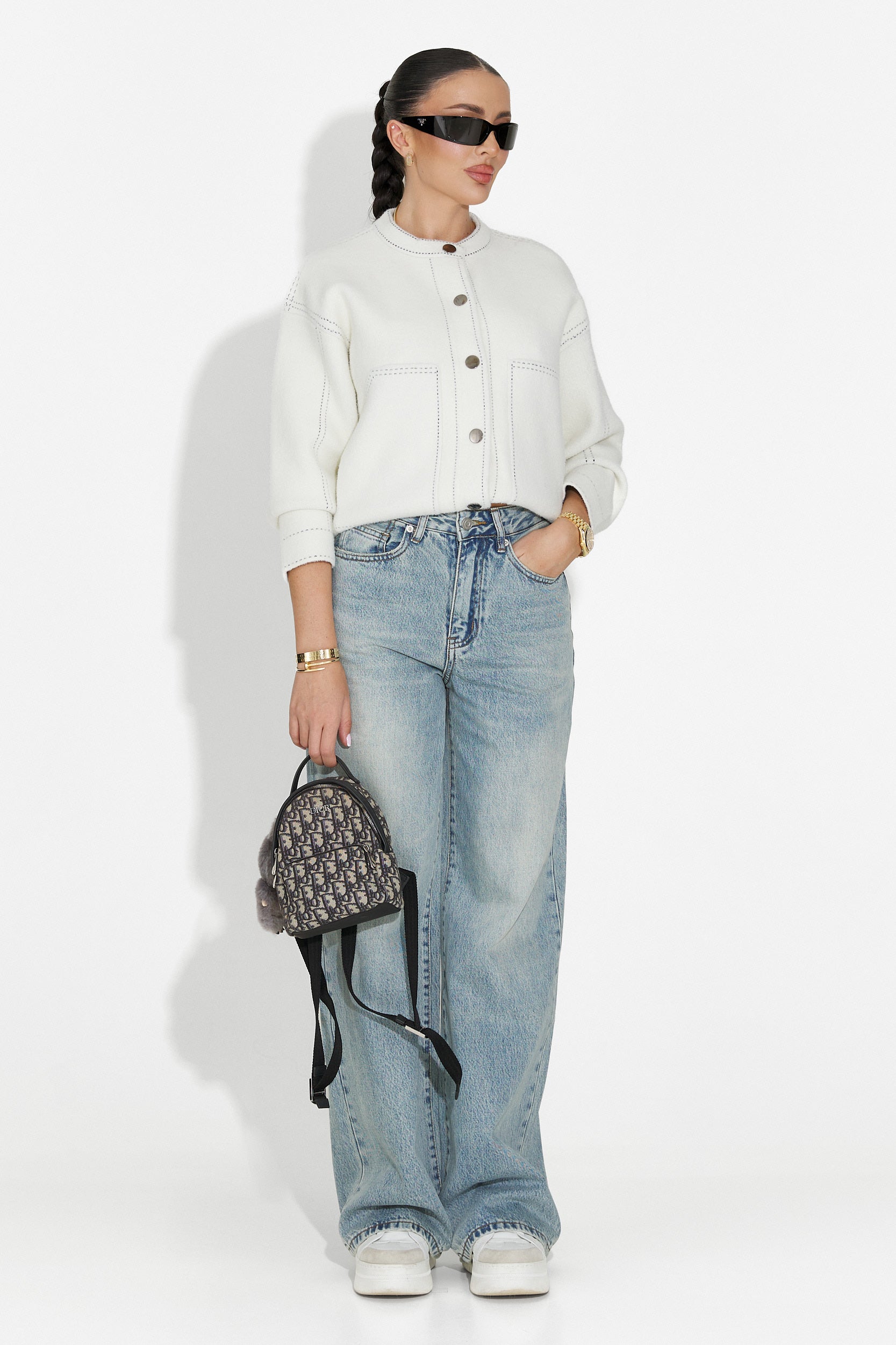 Jacheta dama casual alba Emalin Bogas