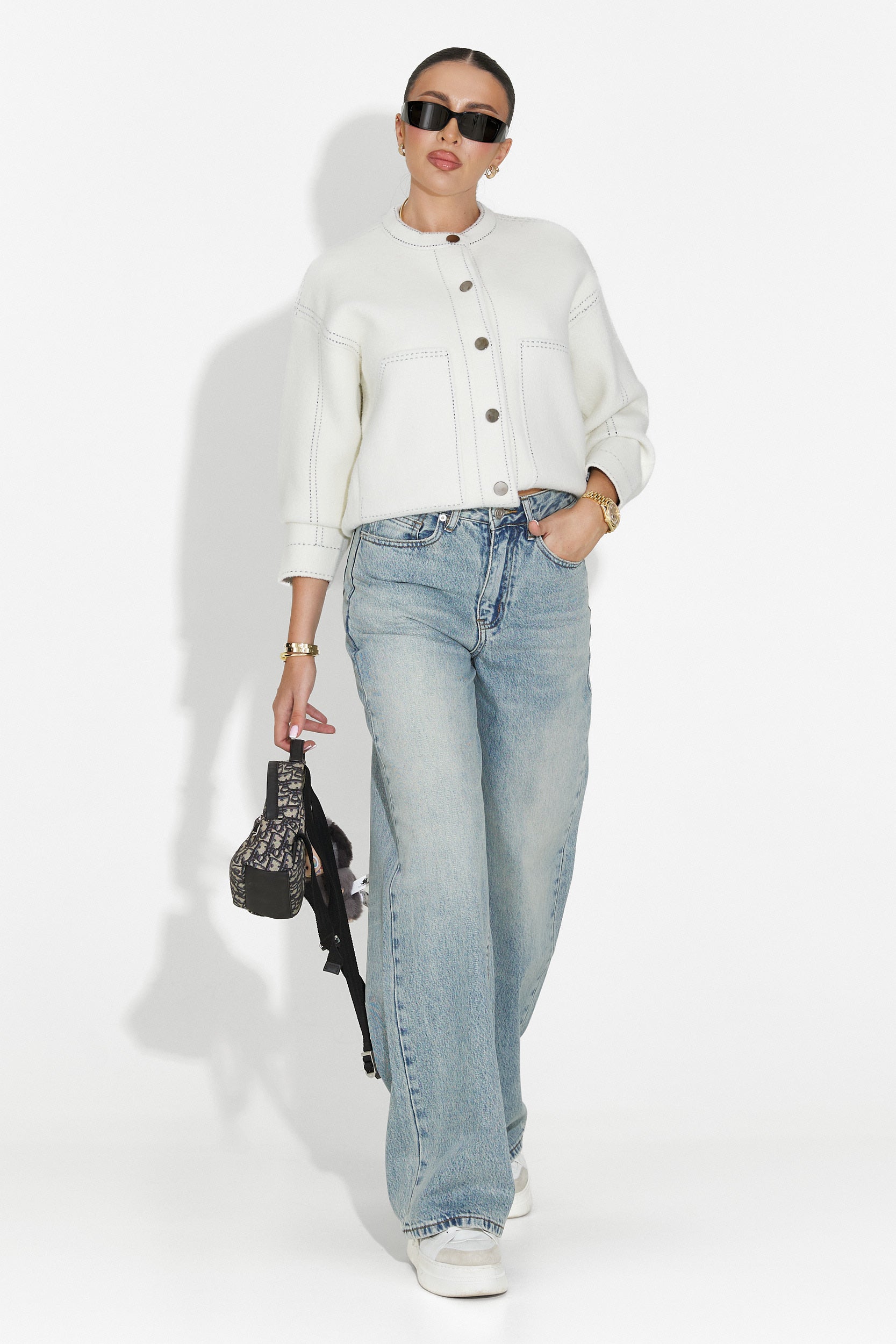 Jacheta dama casual alba Emalin Bogas