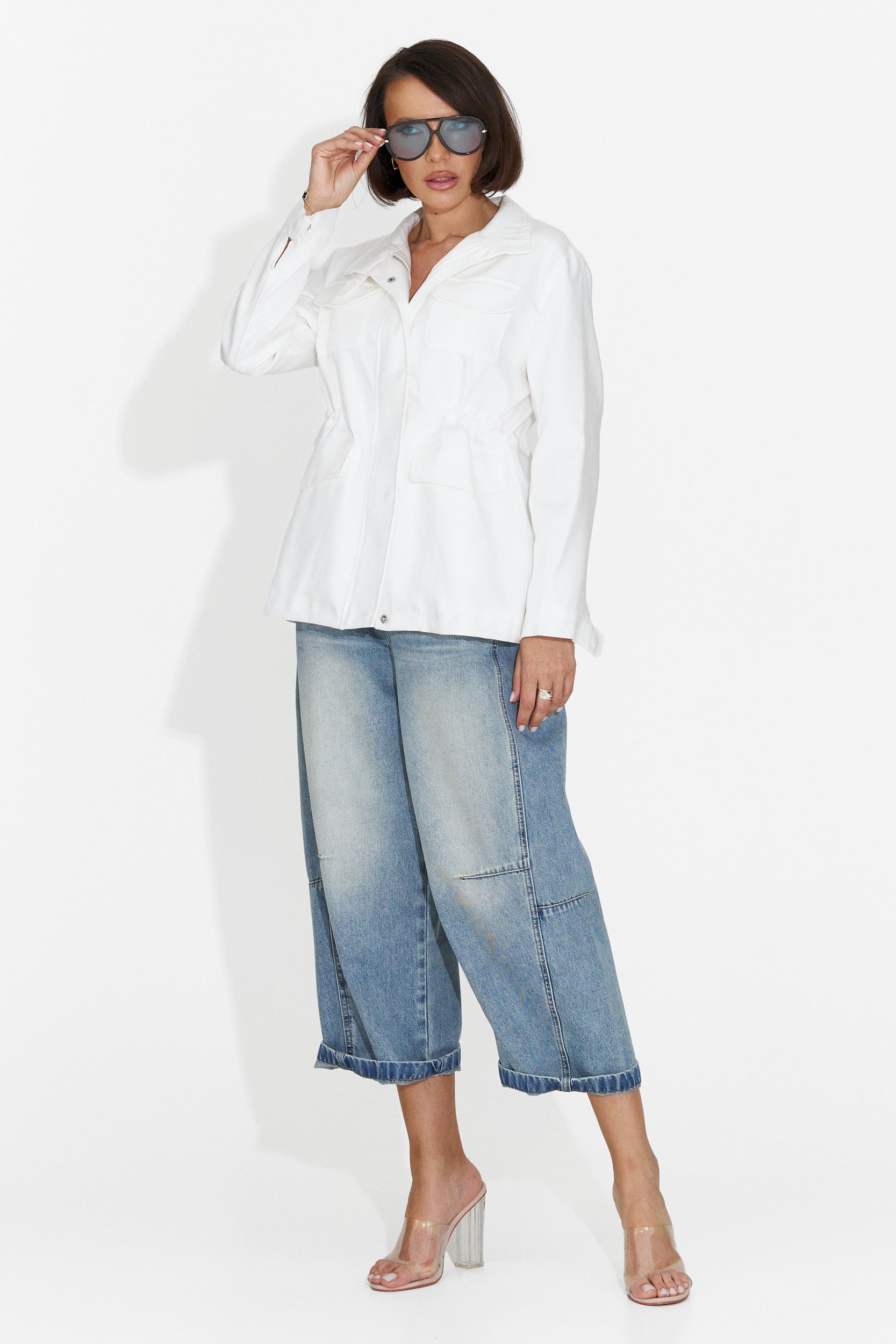 Jacheta dama casual alba Fresia Bogas