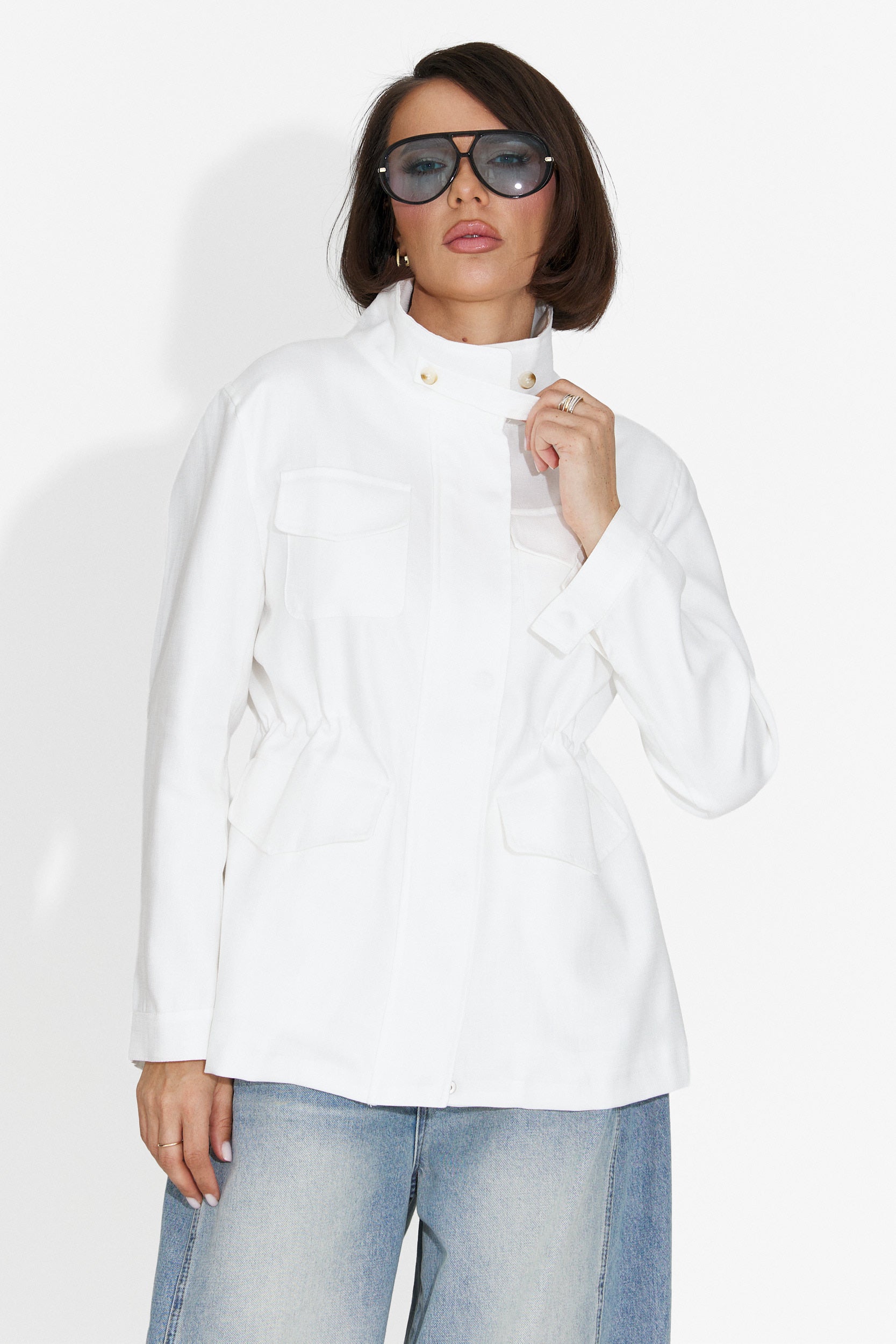 Jacheta dama casual alba Fresia Bogas