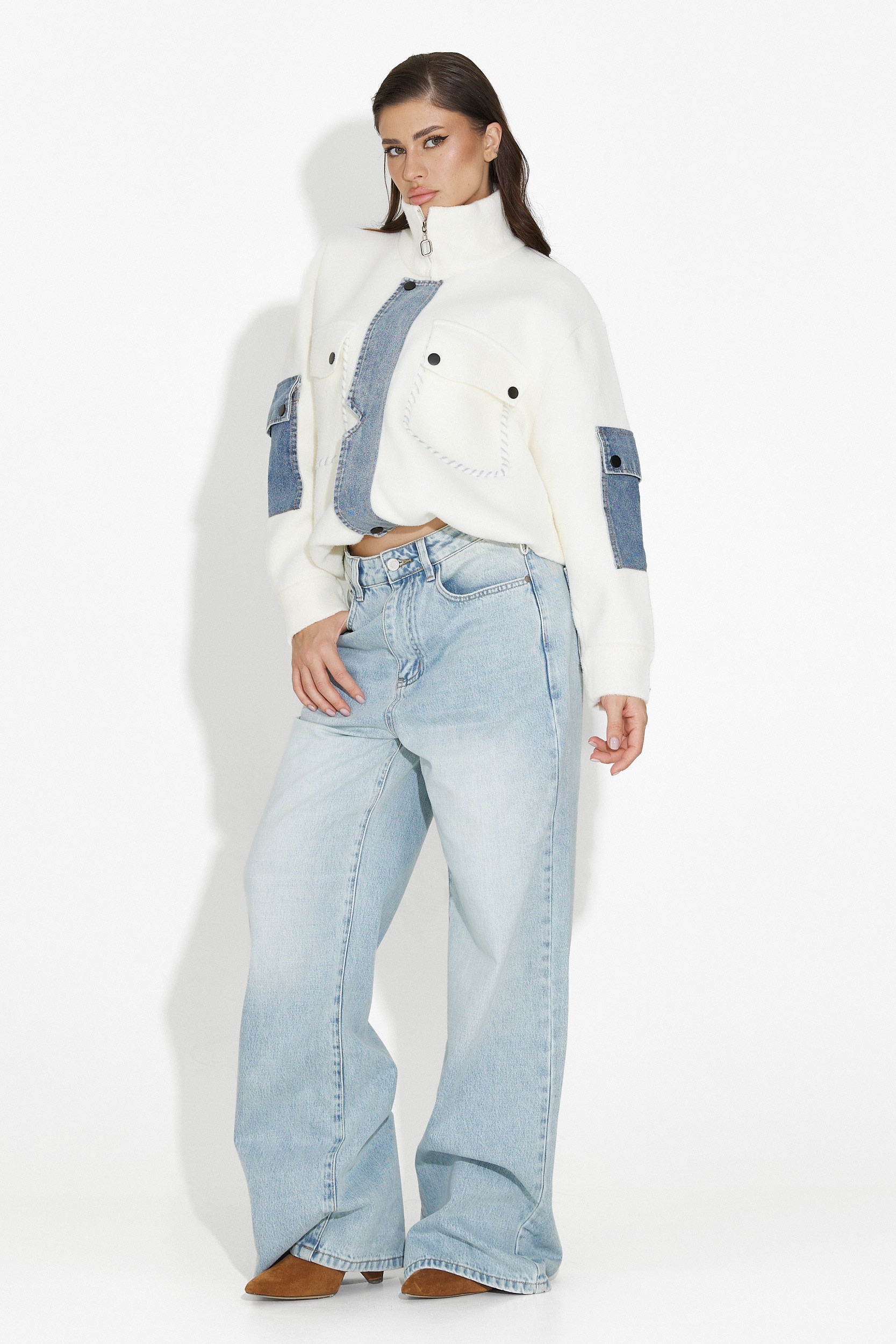 Nedaria Bogas White Casual Women's Jacket