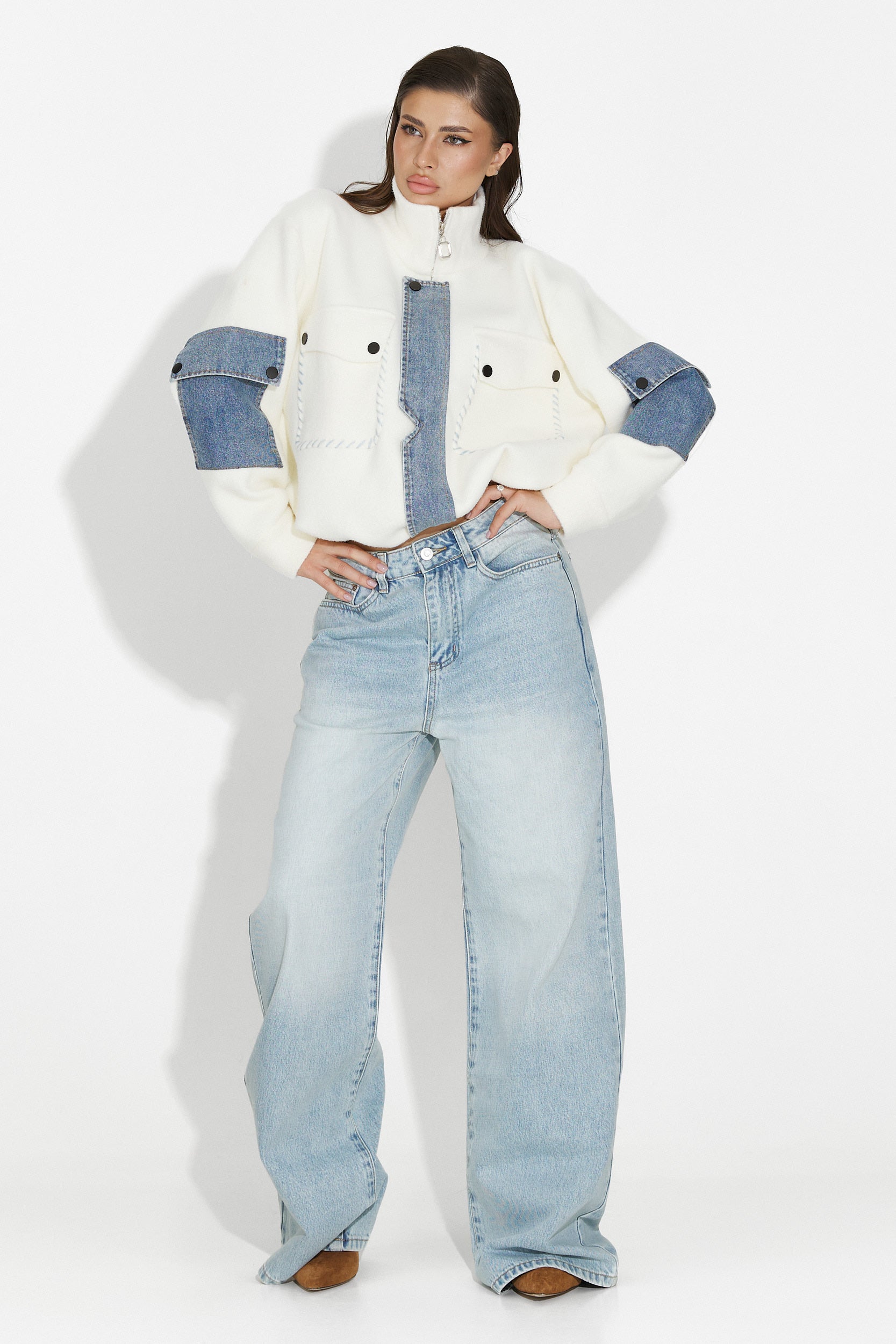 Nedaria Bogas White Casual Women's Jacket