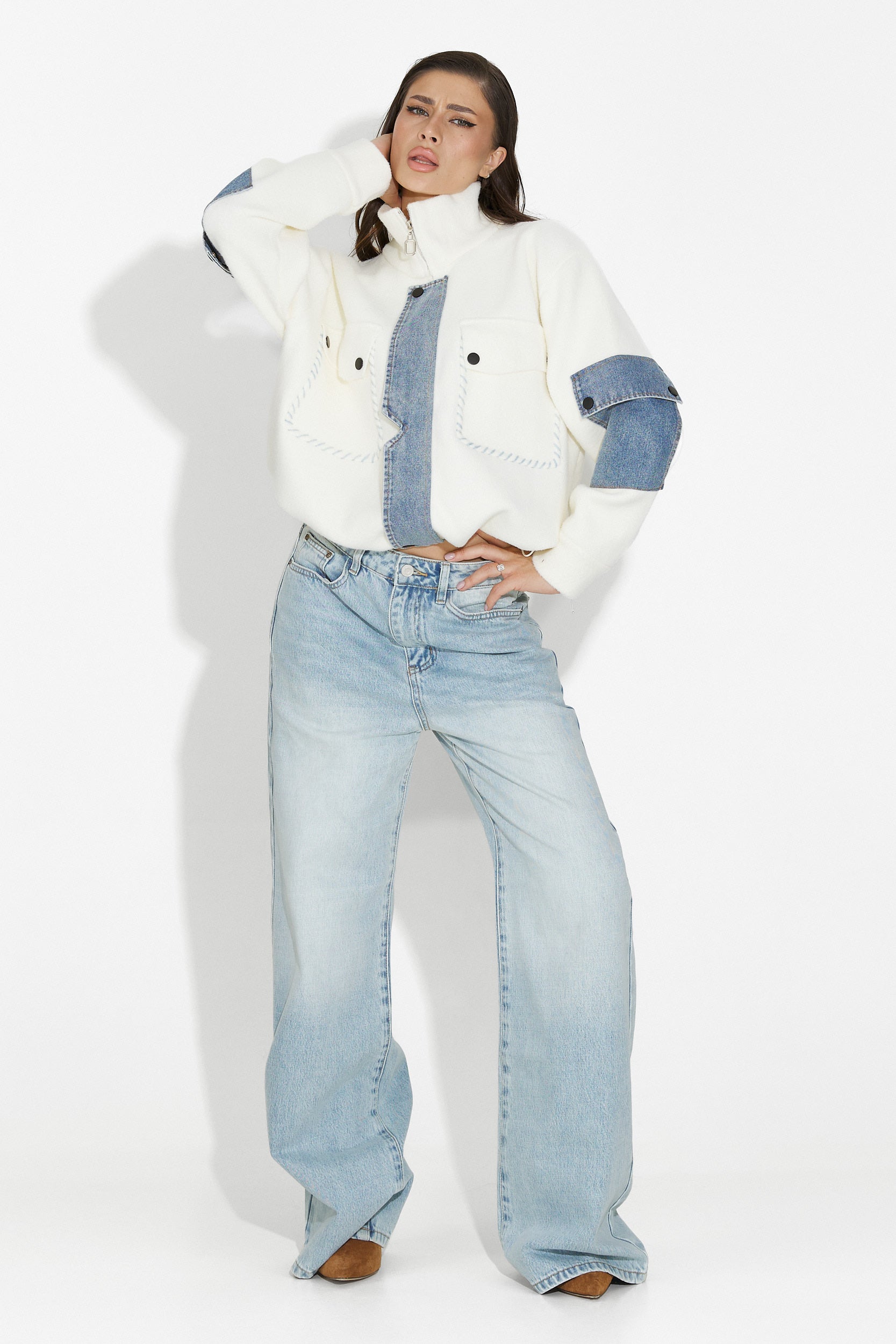 Nedaria Bogas White Casual Women's Jacket