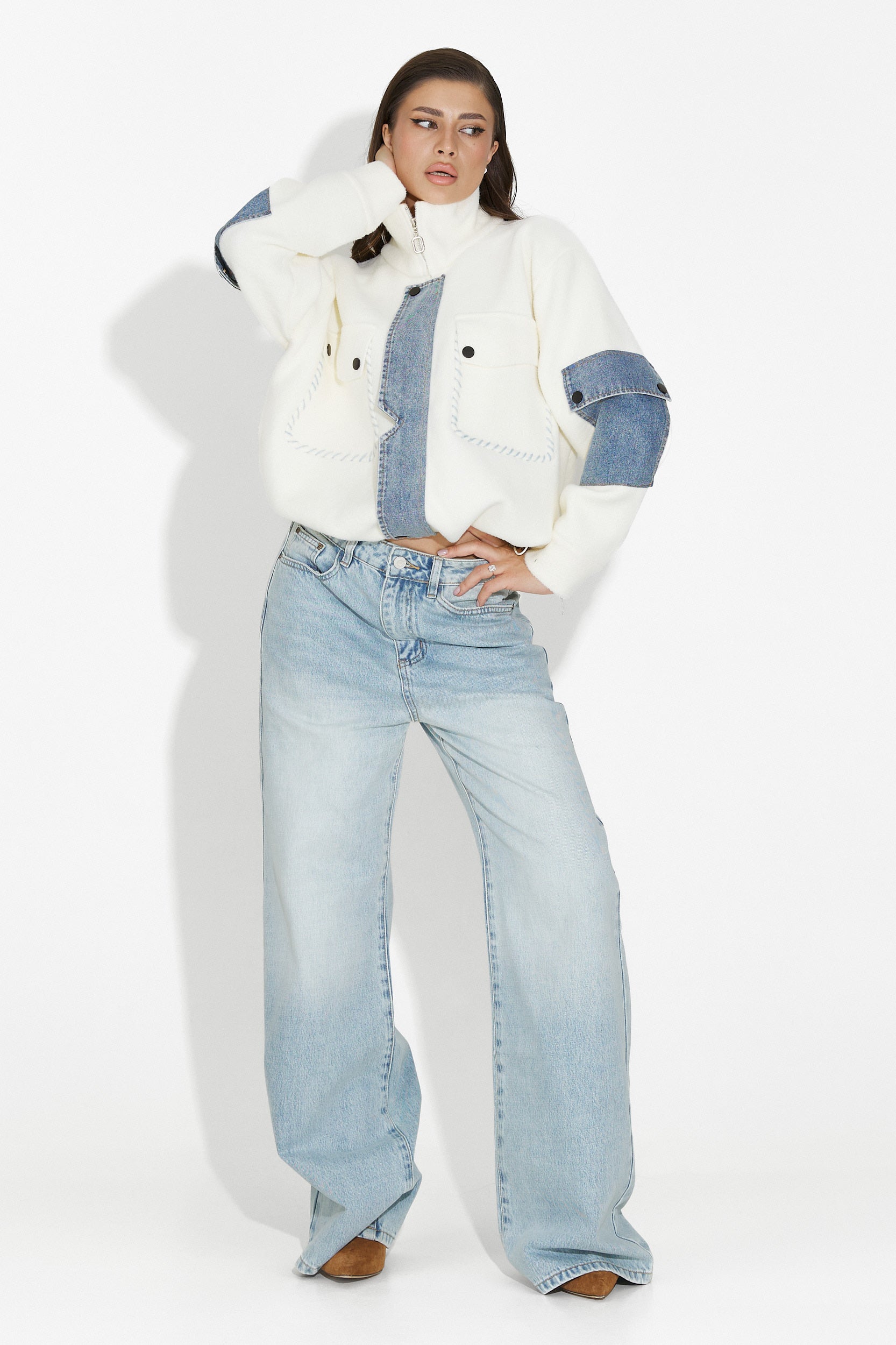 Nedaria Bogas White Casual Women's Jacket