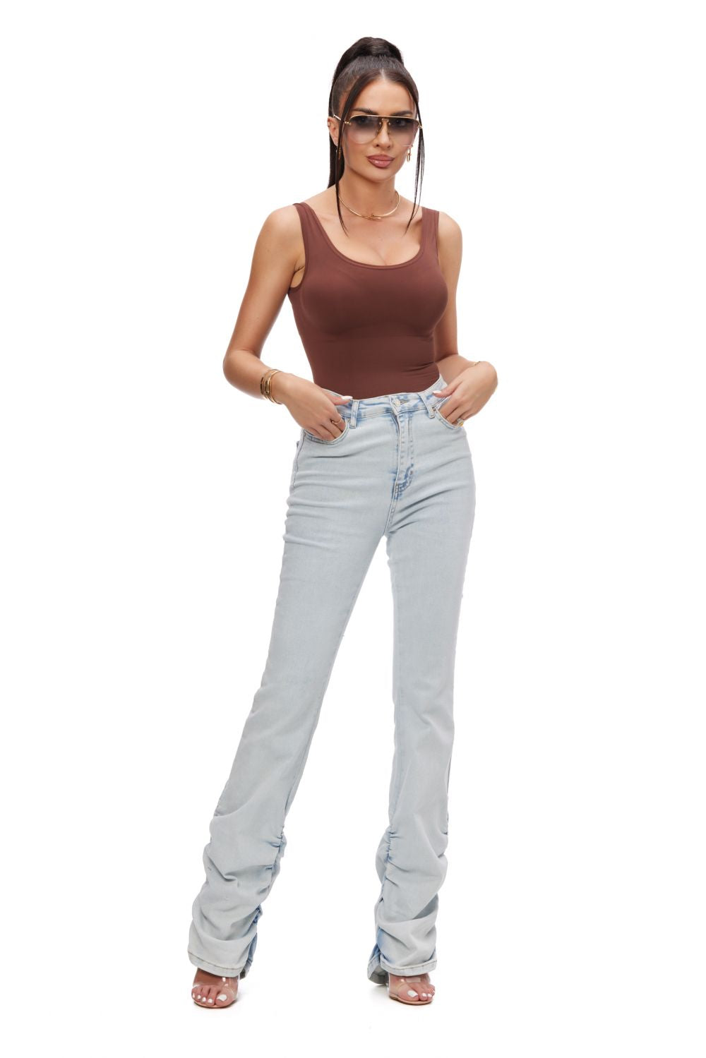 Maiex Bogas brown casual modeling bodysuit
