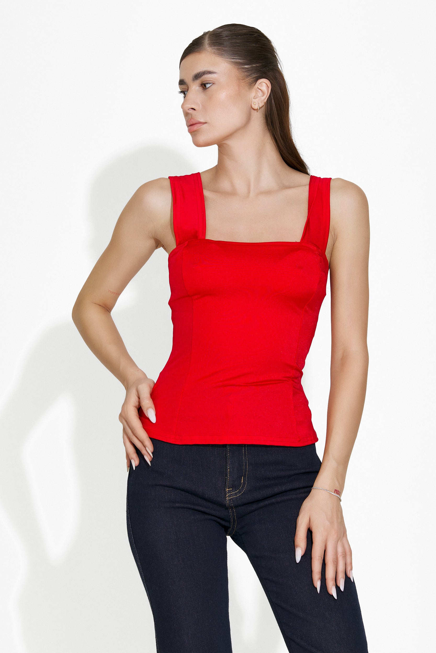 Lady's elegant red lycra jumpsuit Etnis Bogas