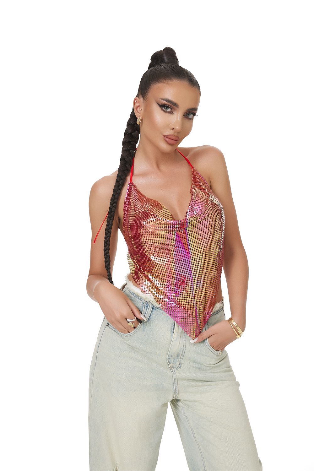 Maiou dama elegant paiete rosu Lynna Bogas