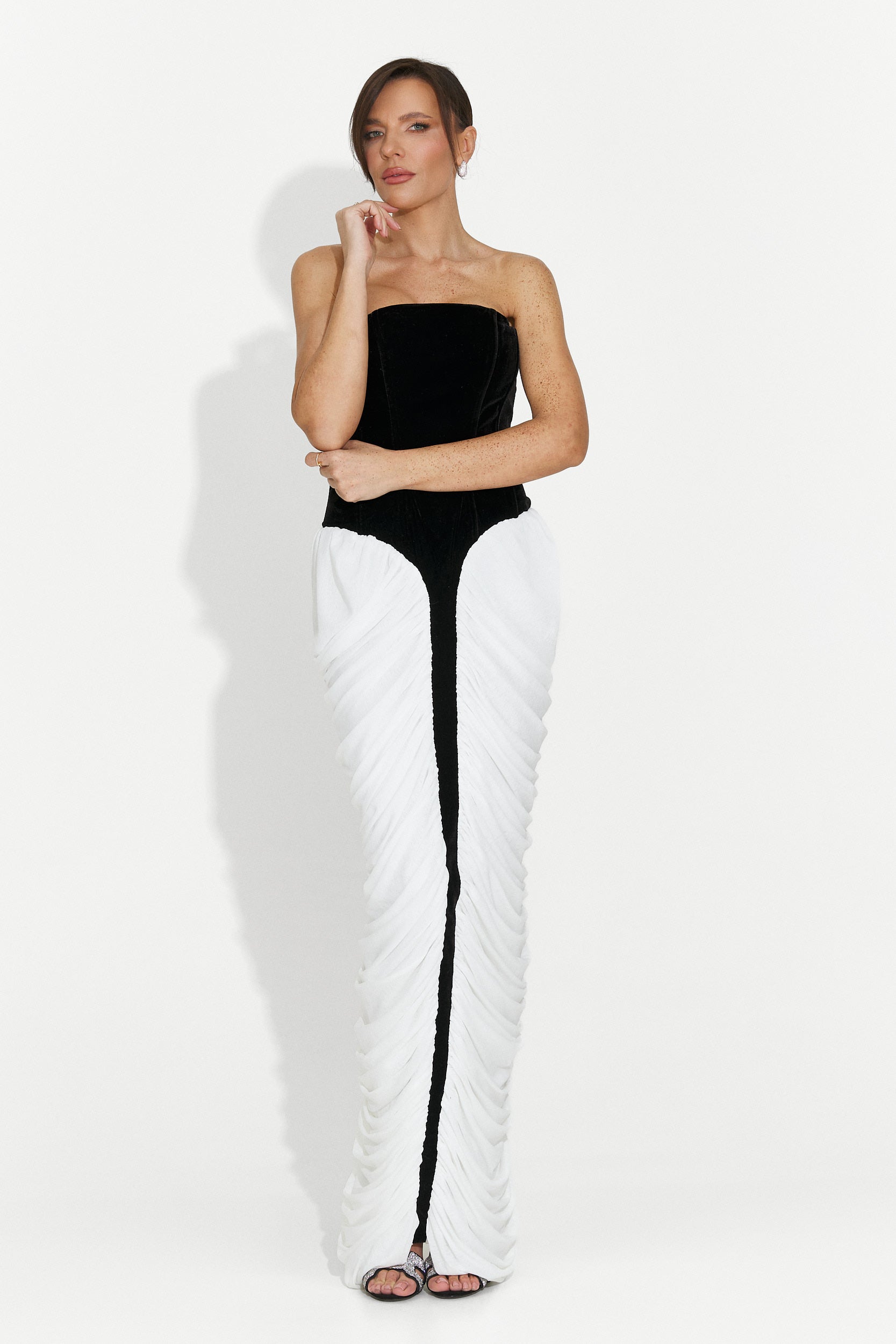 Rochie dama lunga alb negru York Bogas