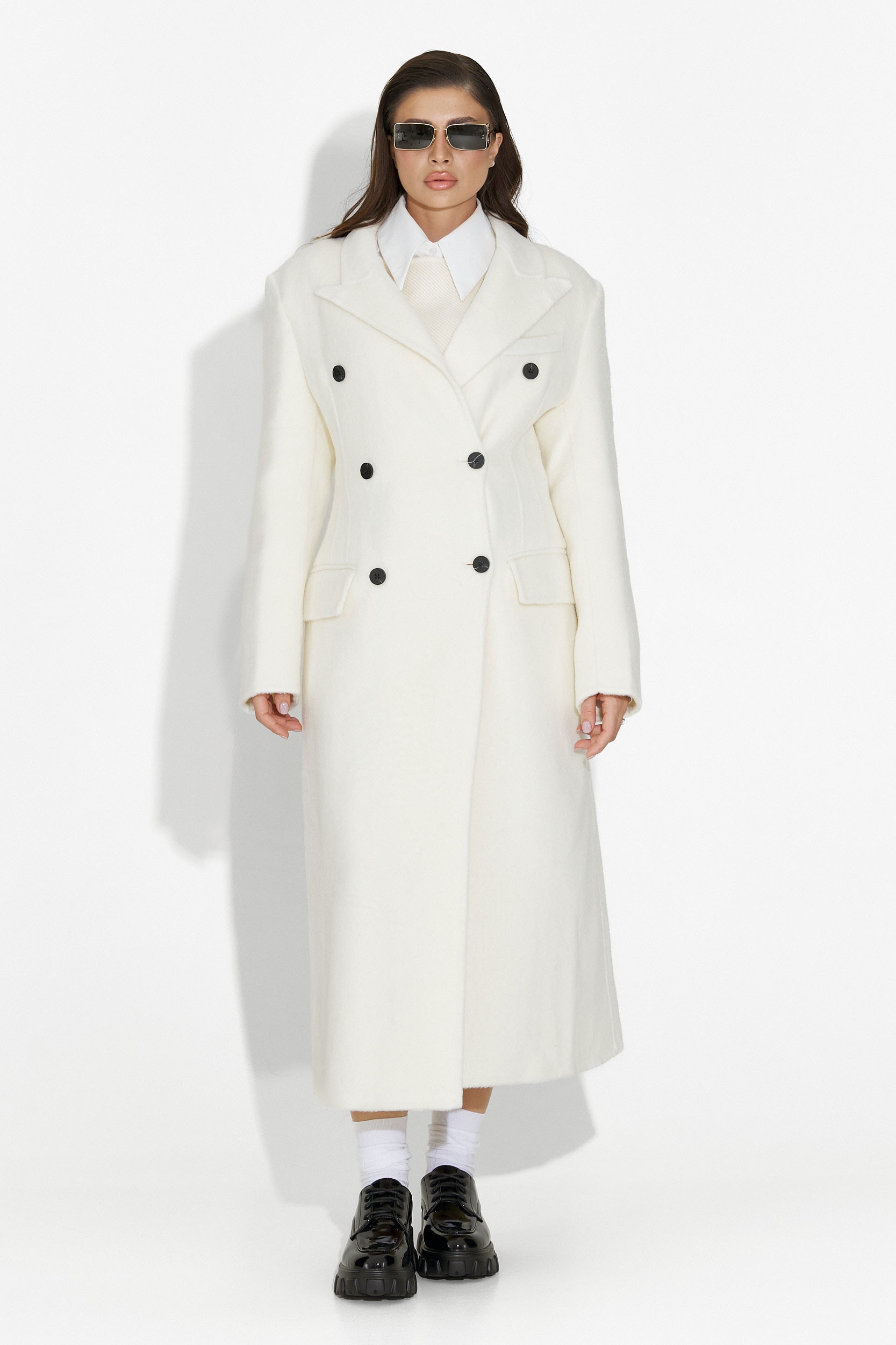 Palton dama elegant bej Savira Bogas