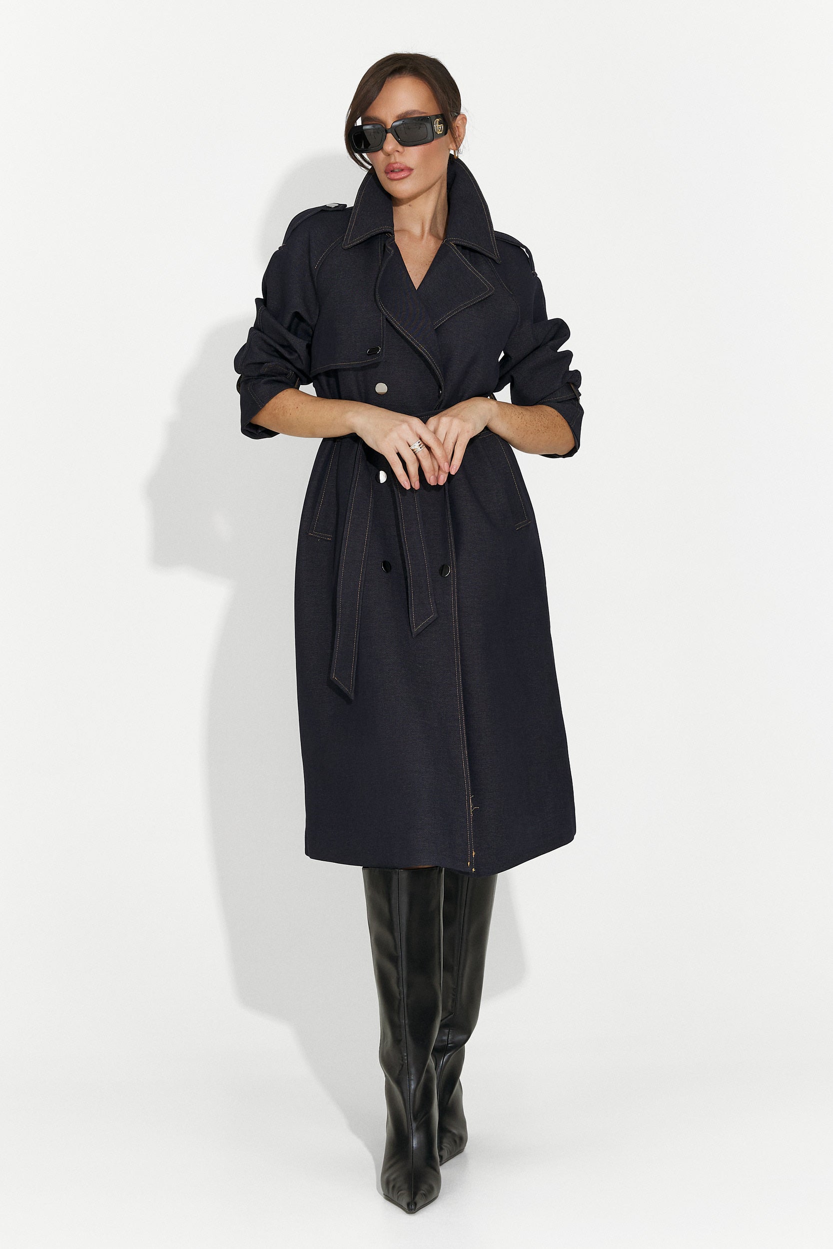 Palton dama elegant bleumarin Nuvia Bogas