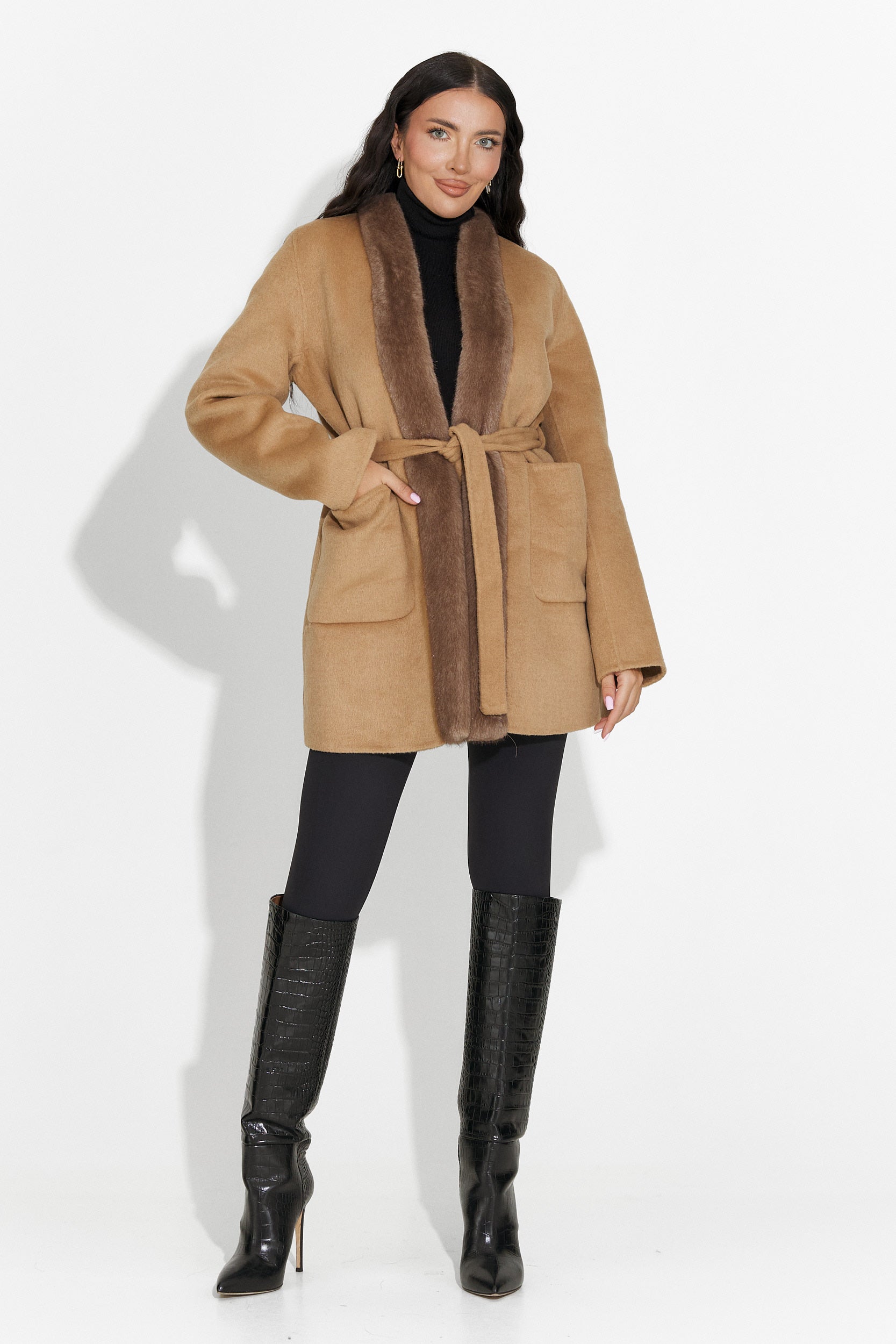 Palton dama elegant maro Gelira Bogas