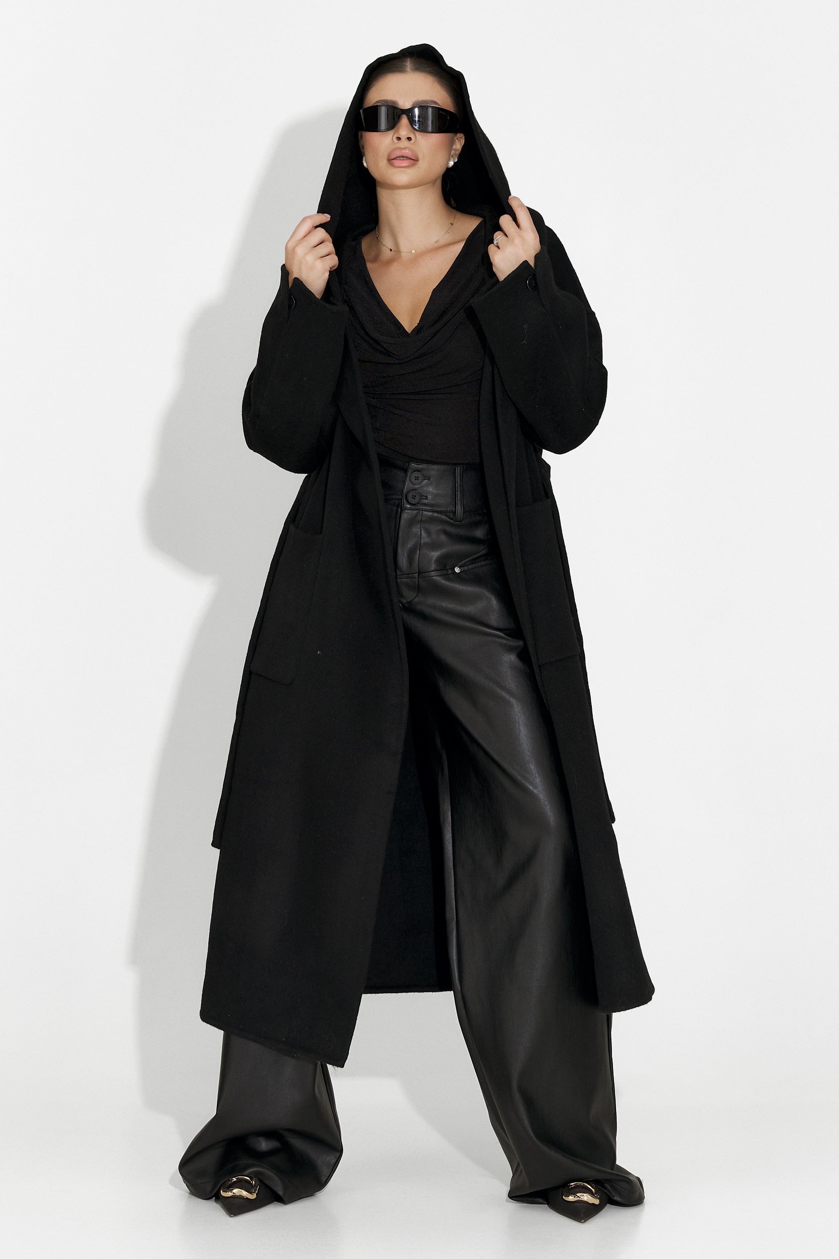 Palton dama elegant negru Carivana Bogas