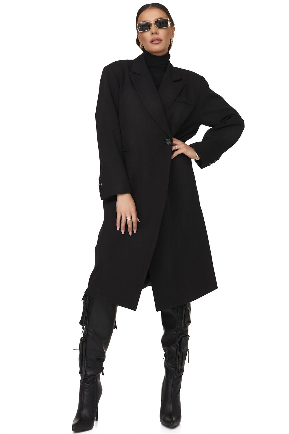 Meresy Bogas elegant black ladies coat