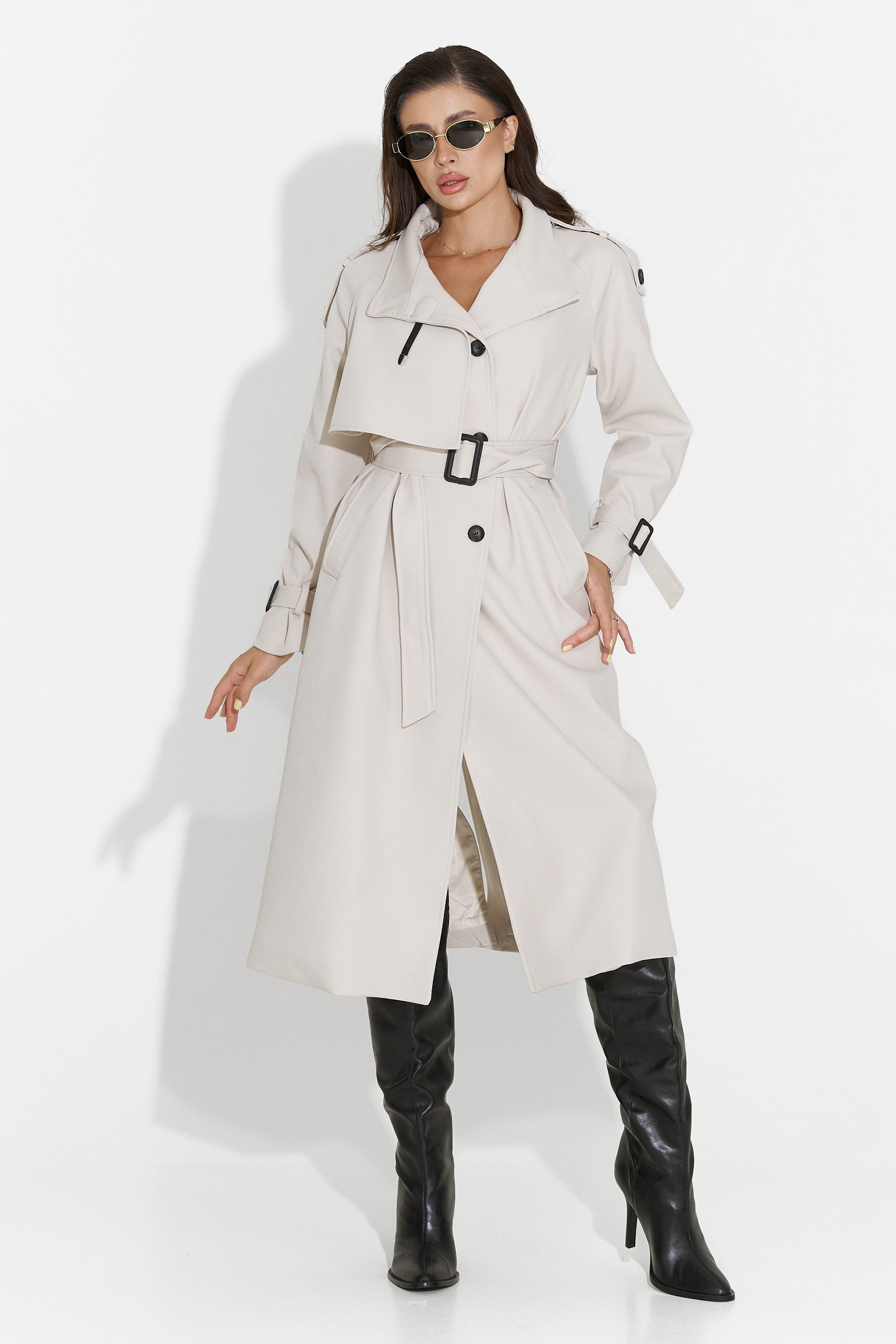 Long women's coat greige Misena Bogas