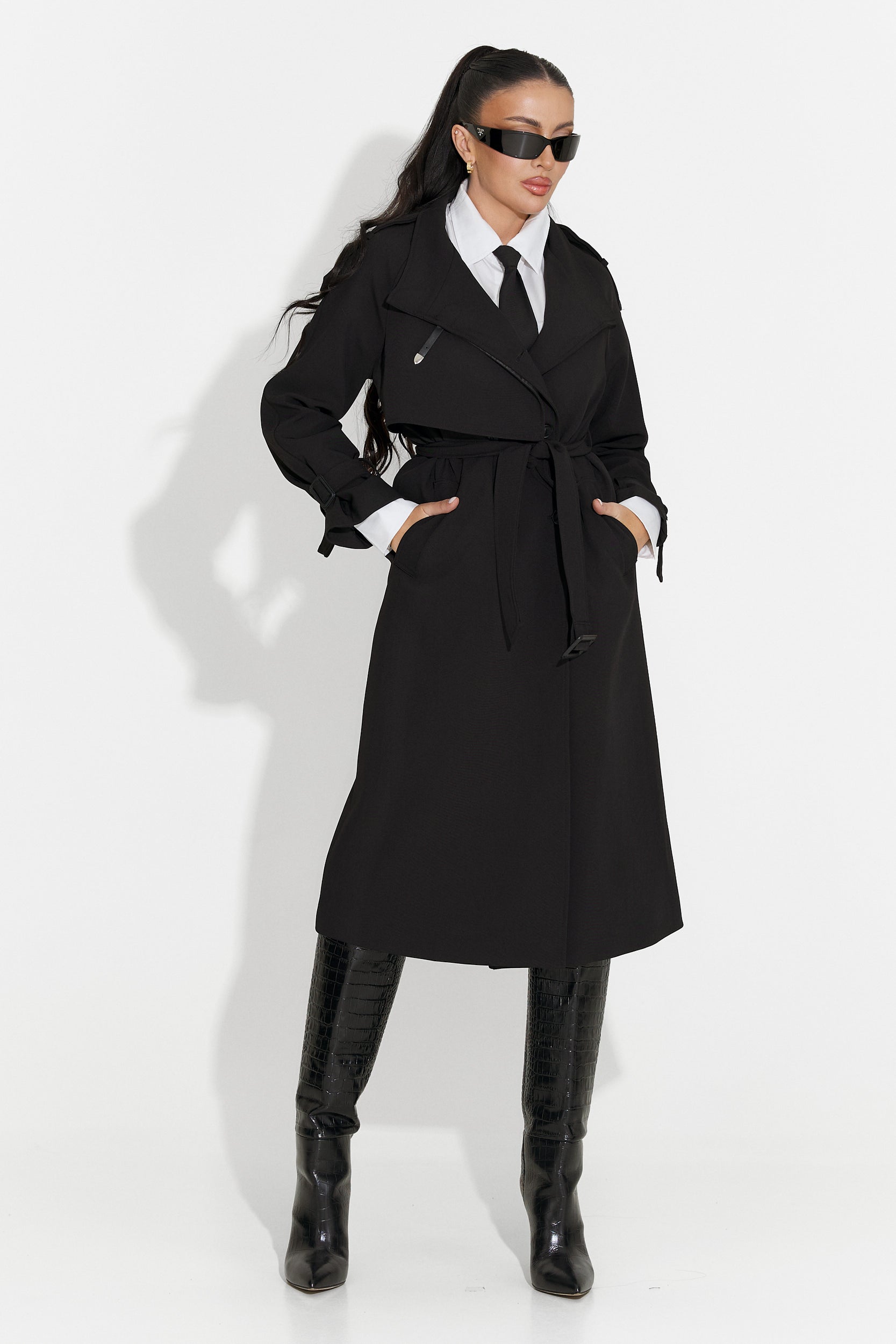 Long black women's coat Misena Bogas