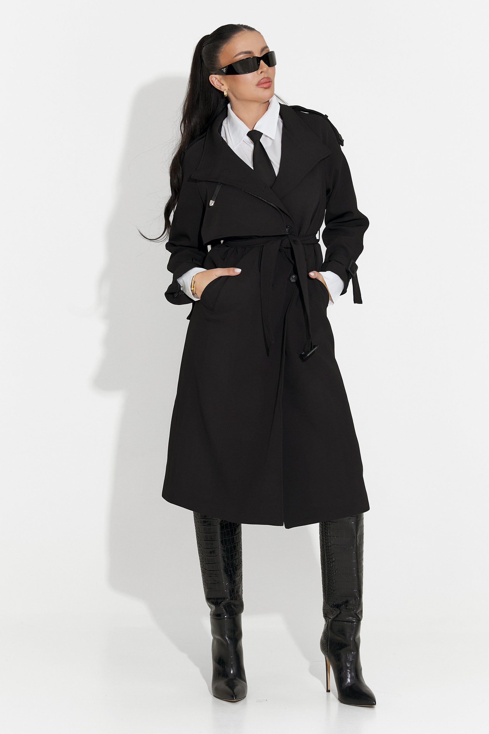 Long black women's coat Misena Bogas