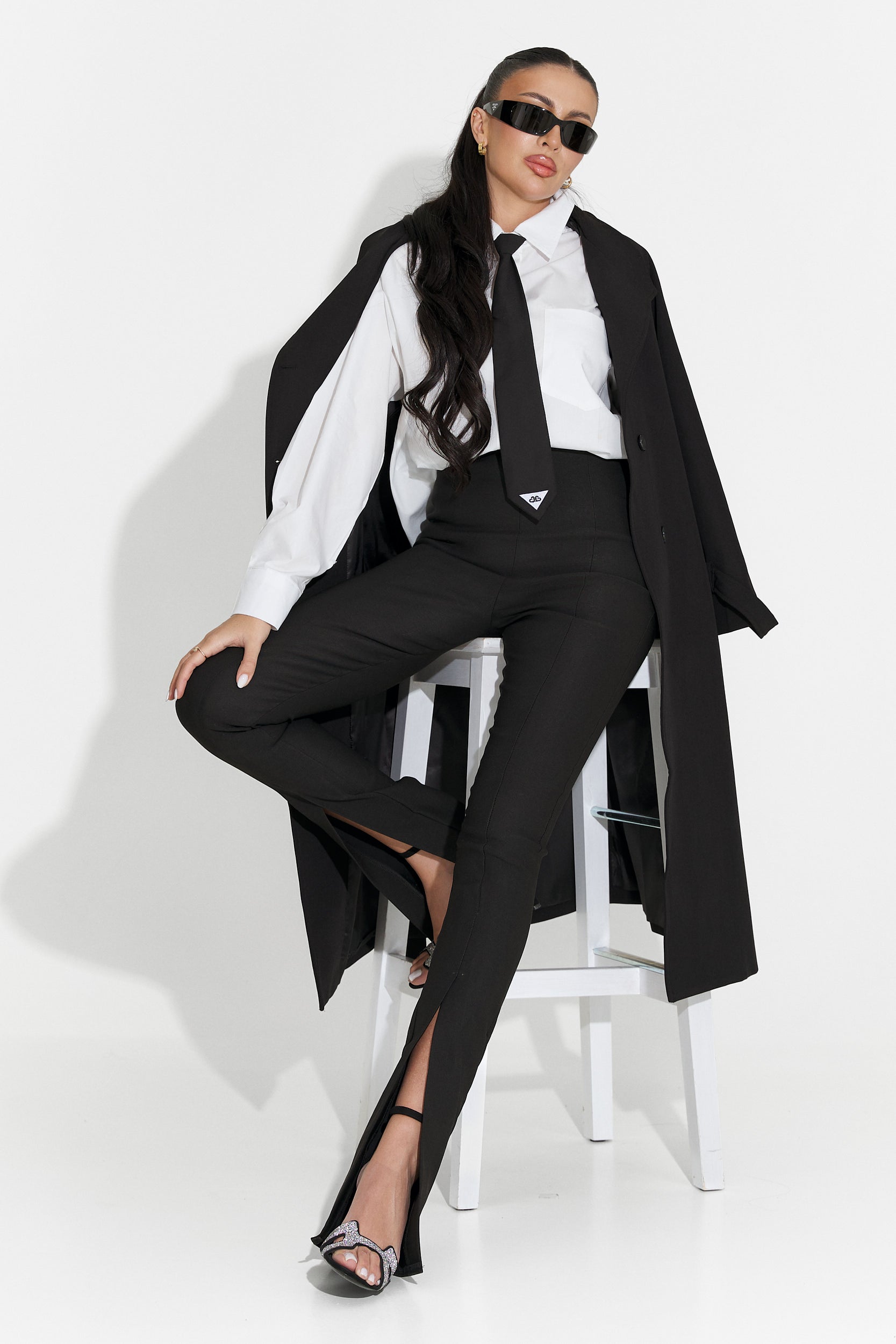 Long black women's coat Misena Bogas
