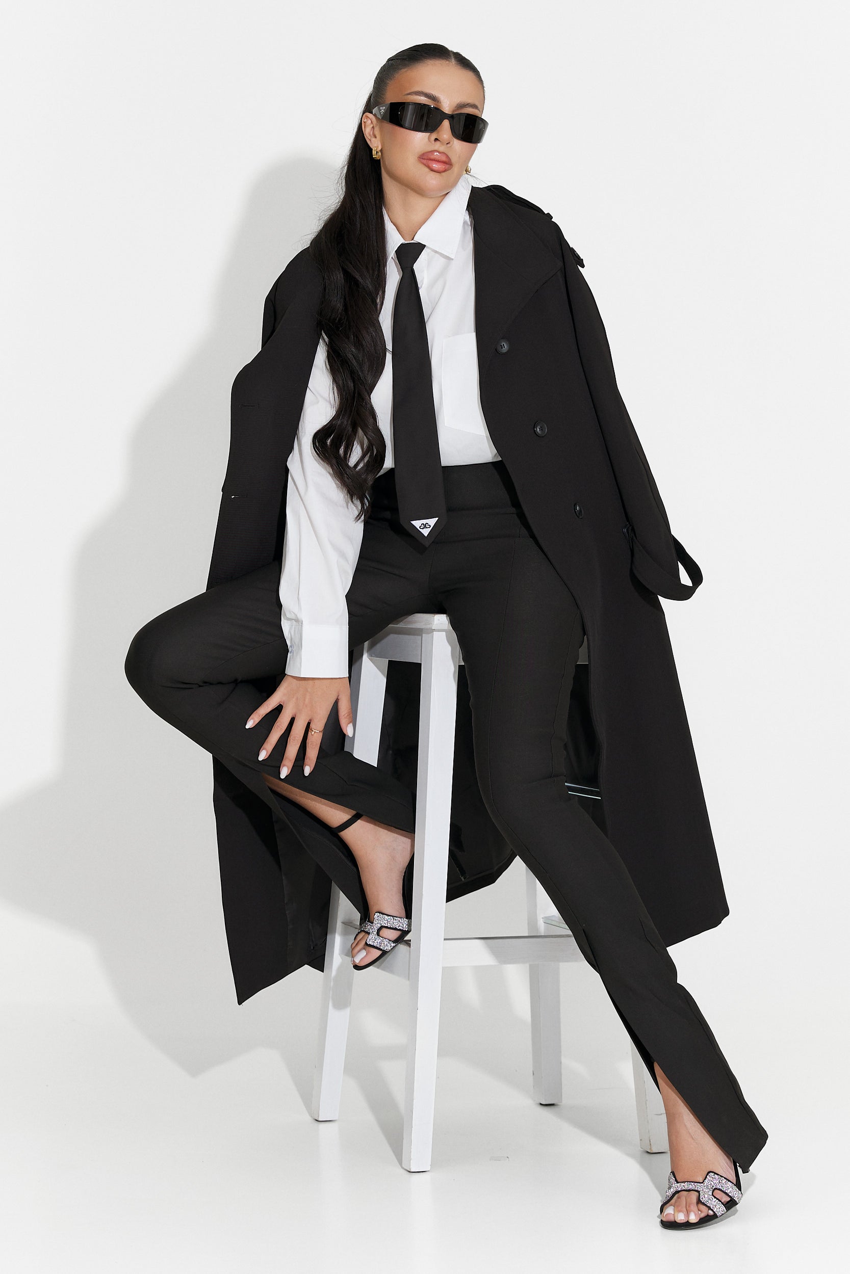 Long black women's coat Misena Bogas