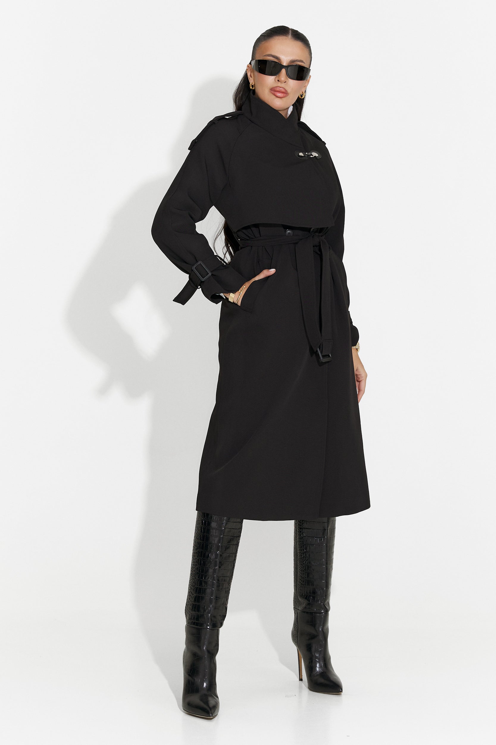 Long black women's coat Misena Bogas