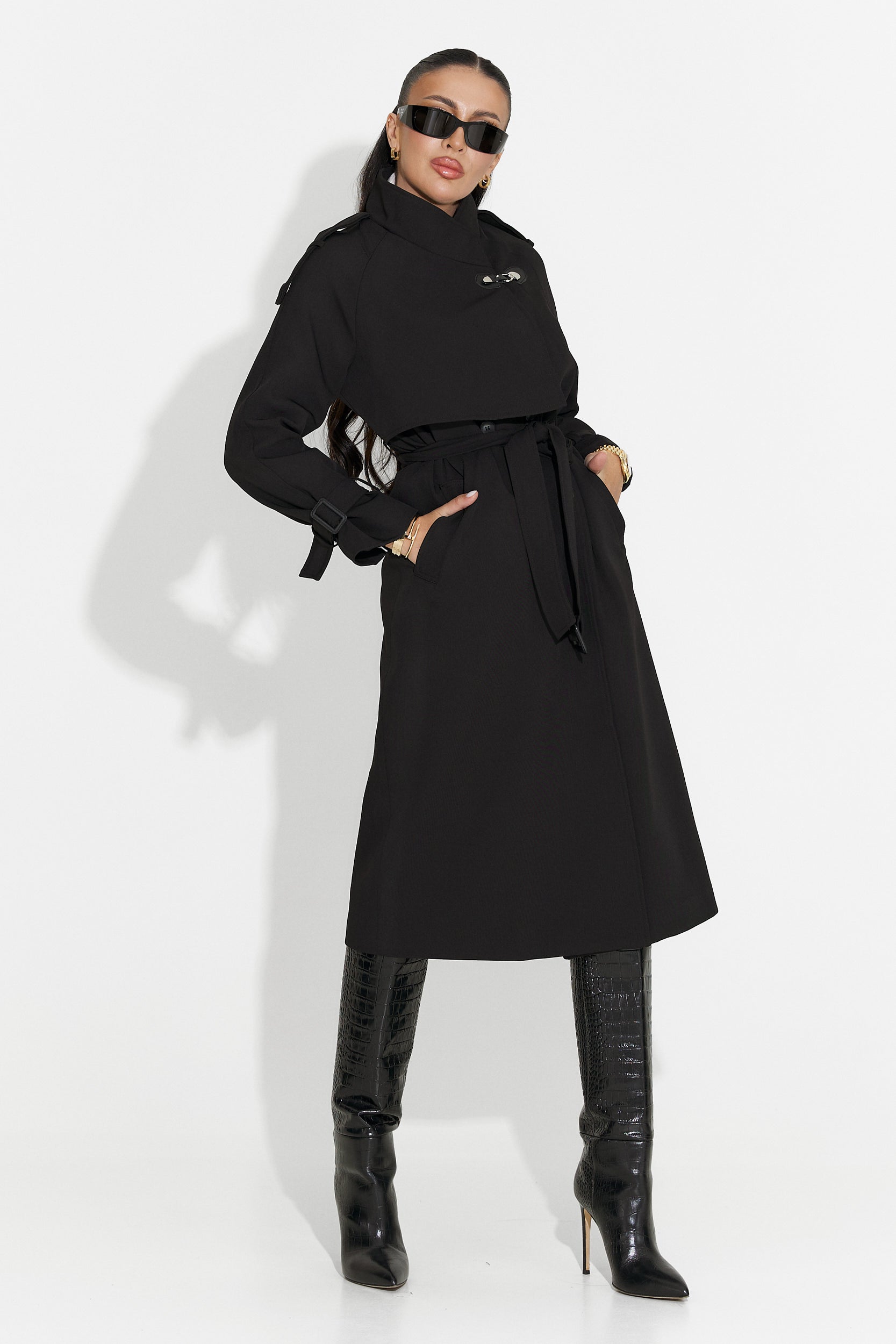 Long black women's coat Misena Bogas